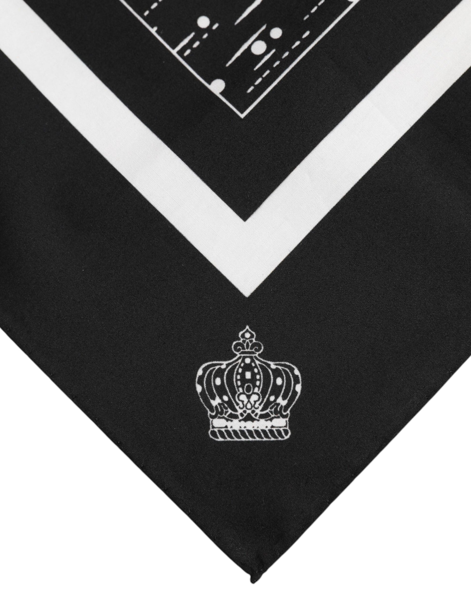 Dolce & Gabbana Black White Printed Square Foulard Scarf - ACCEXO