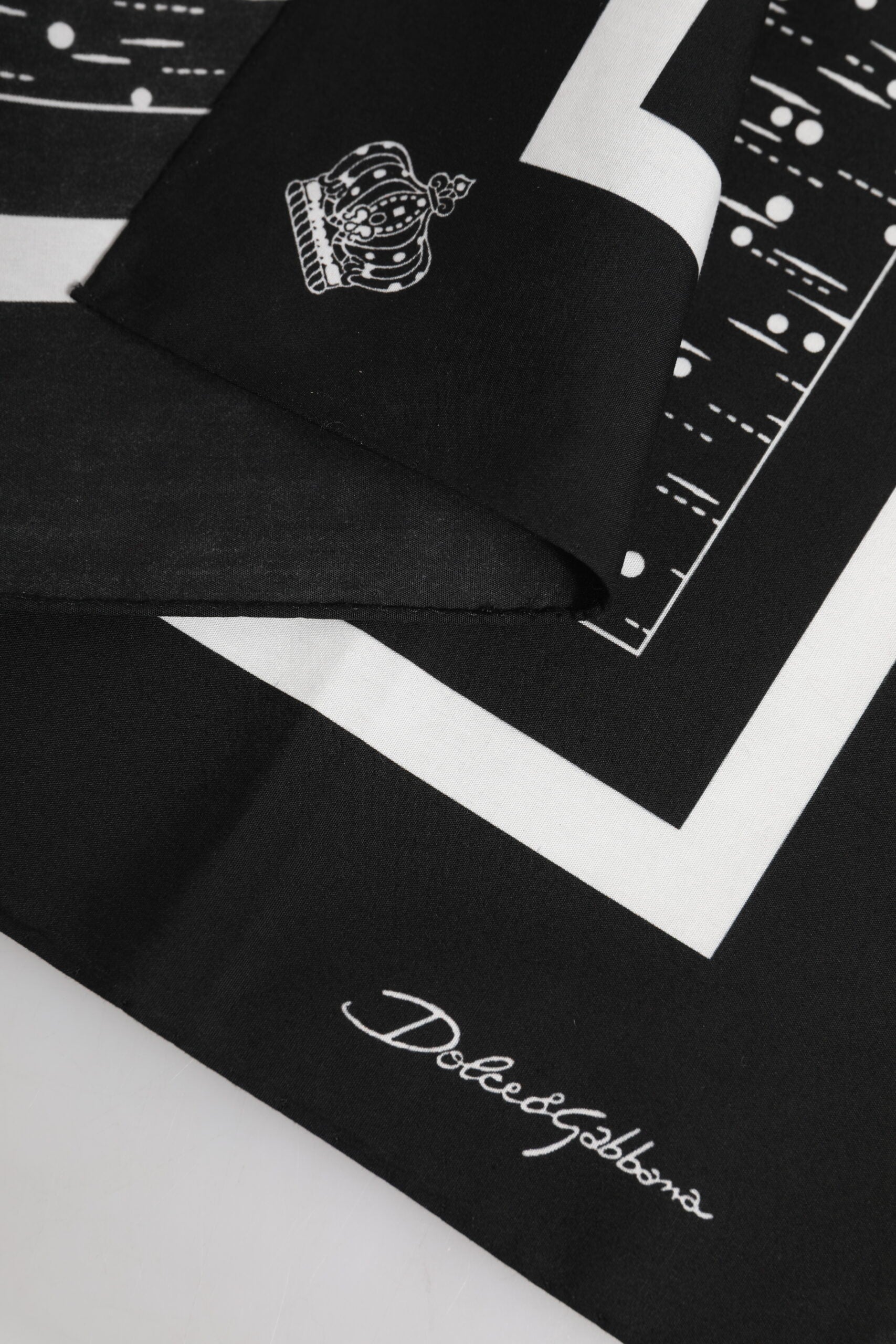Dolce & Gabbana Black White Printed Square Foulard Scarf - ACCEXO