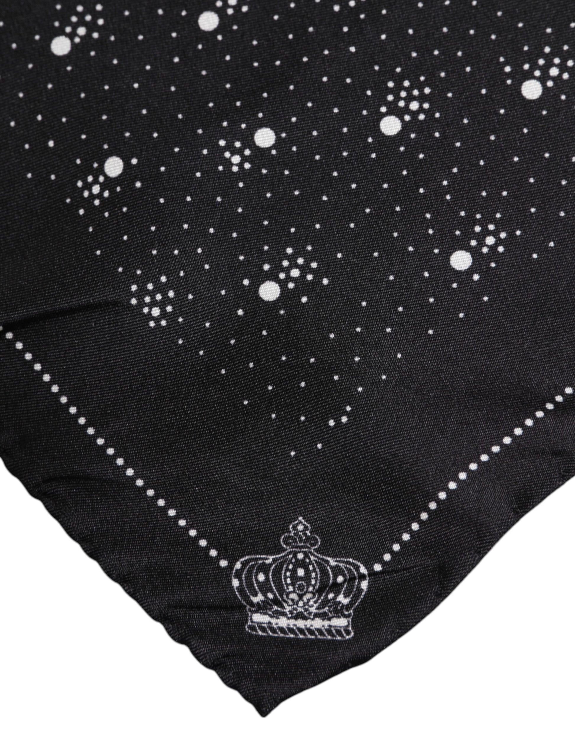 Dolce & Gabbana Black White Printed Square Men Foulard Scarf - ACCEXO