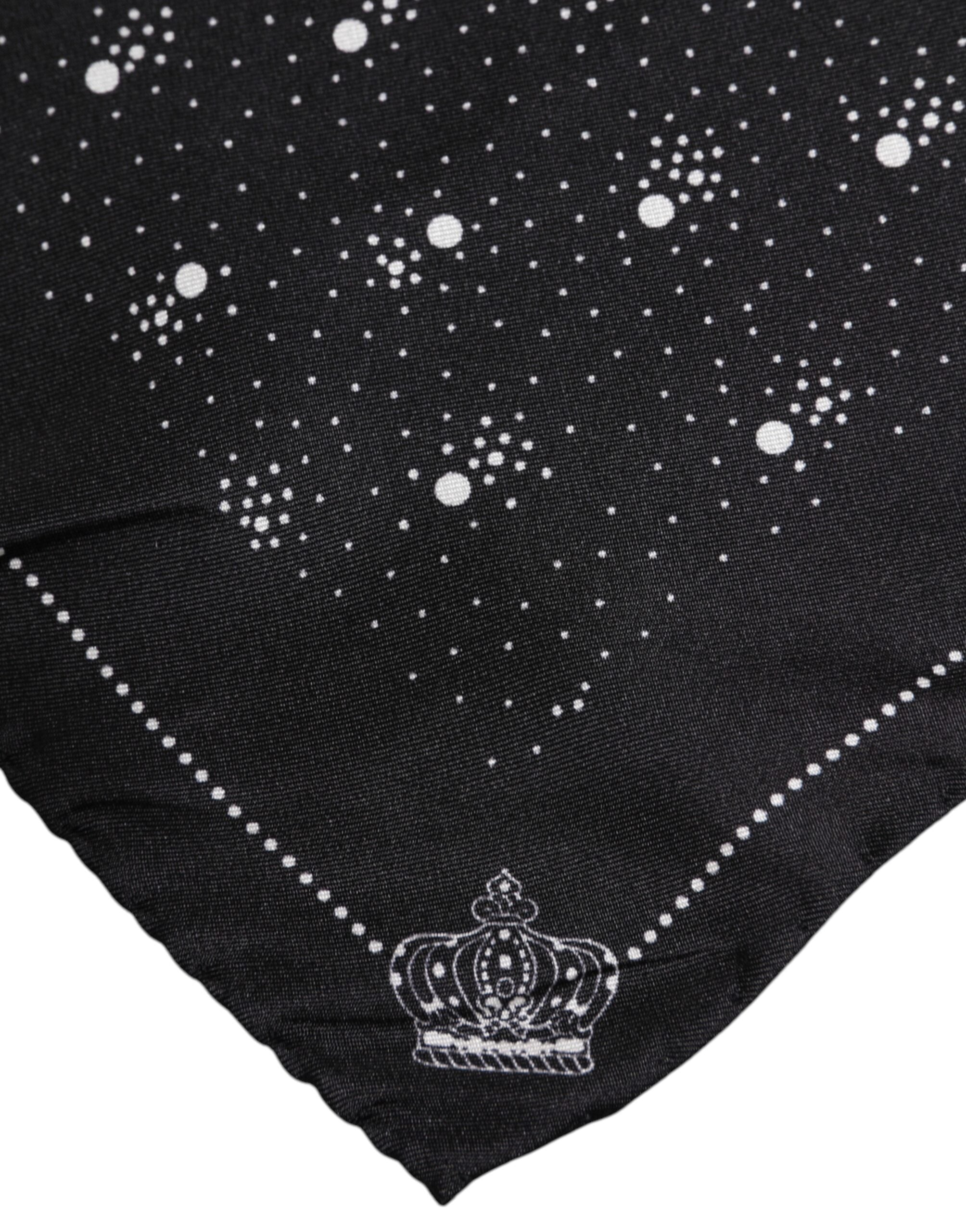 Dolce & Gabbana Black White Printed Square Men Foulard Scarf - ACCEXO