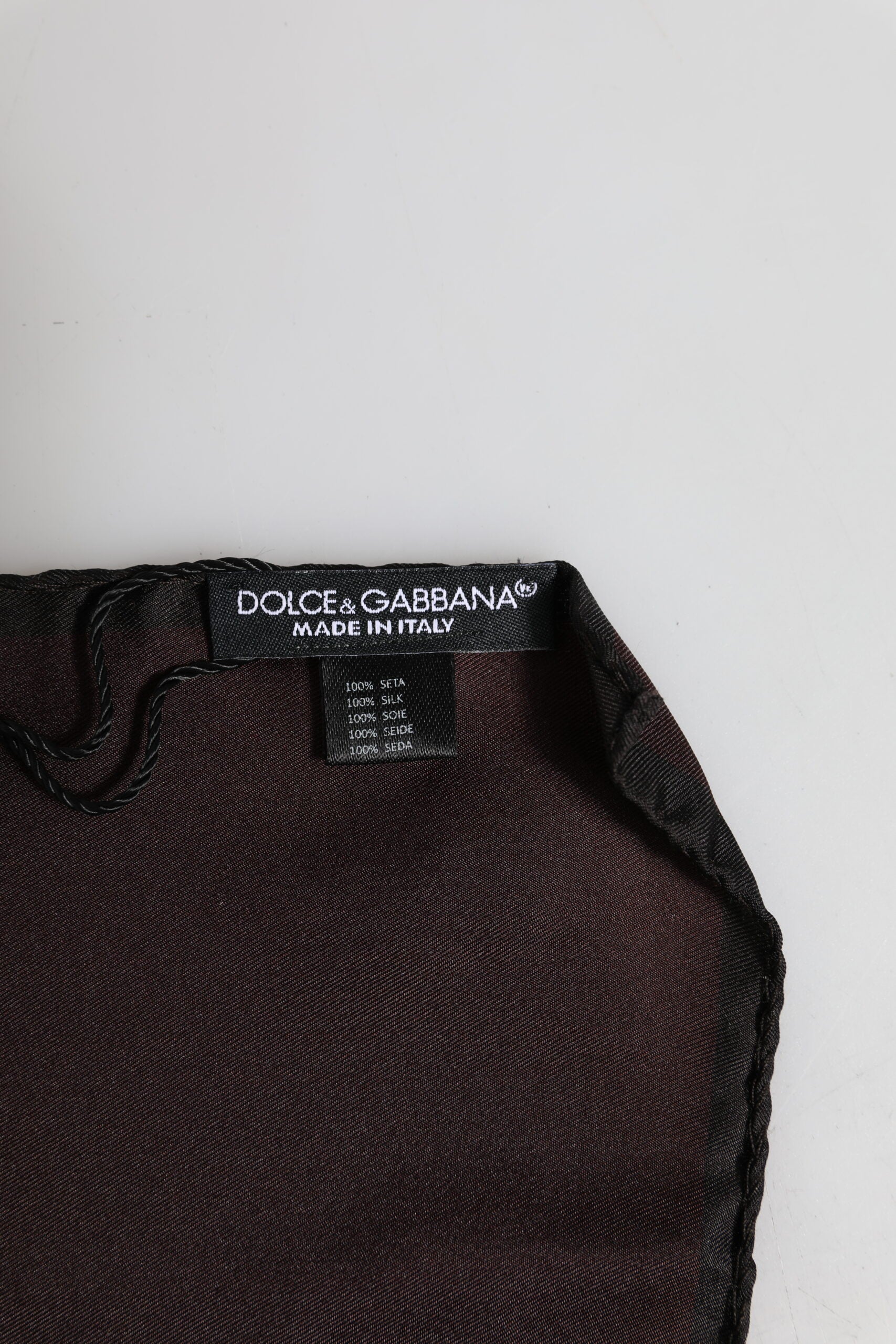 Dolce & Gabbana Brown DG Crown Silk Square Men Foulard Scarf - ACCEXO