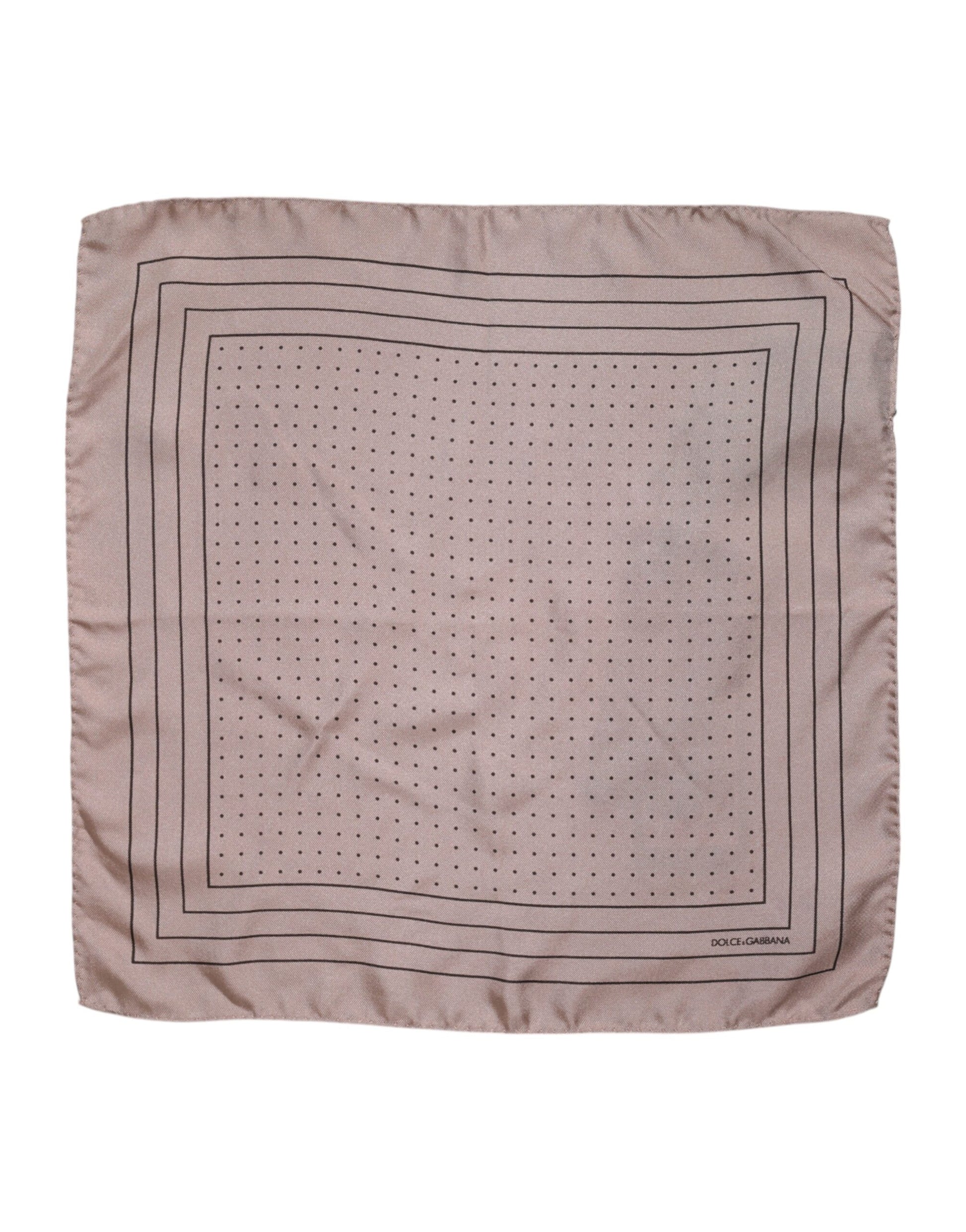 Dolce & Gabbana Beige Dotted Silk Square Men Foulard Scarf - ACCEXO