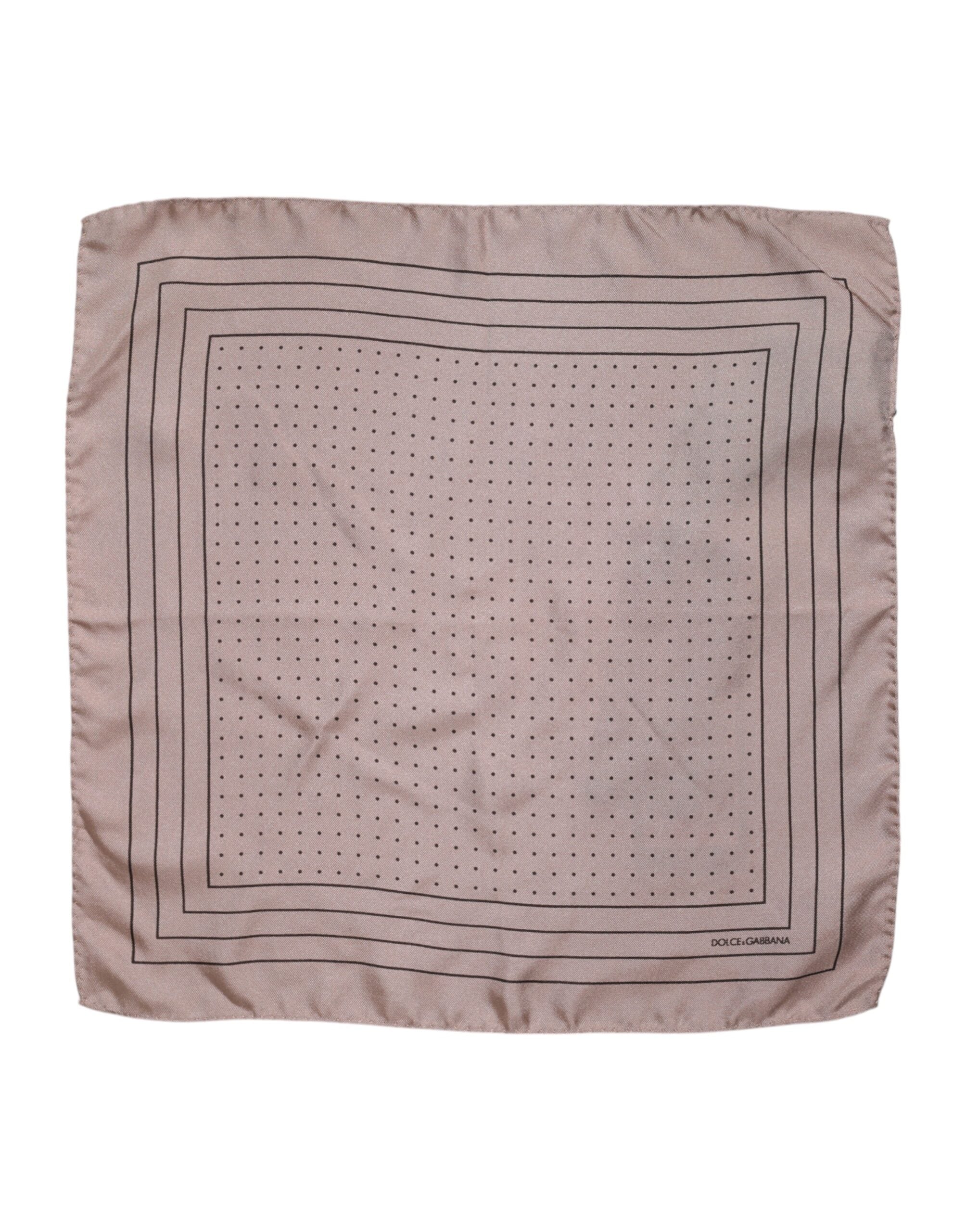 Dolce & Gabbana Beige Dotted Silk Square Men Foulard Scarf - ACCEXO