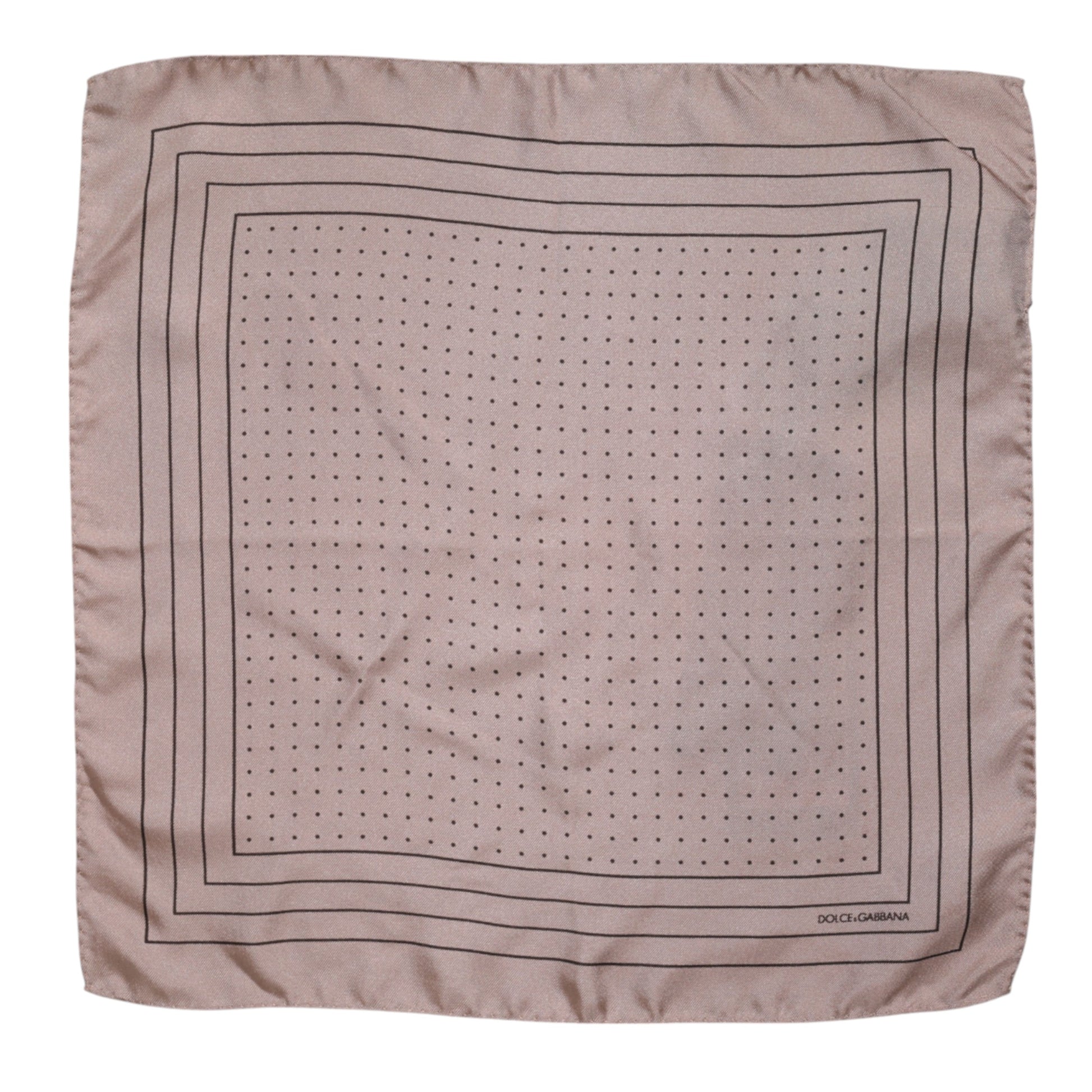 Dolce & Gabbana Beige Dotted Silk Square Men Foulard Scarf - ACCEXO