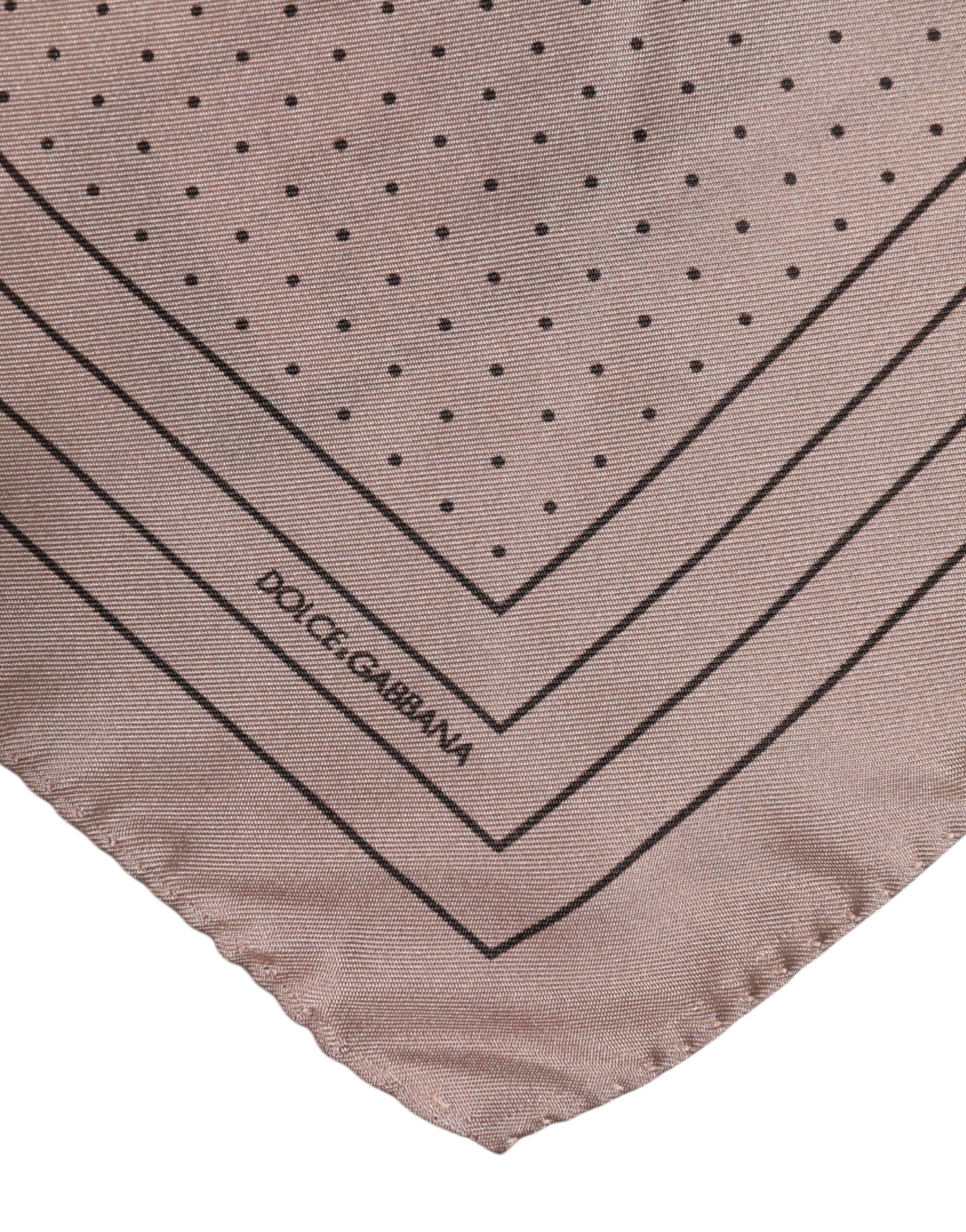 Dolce & Gabbana Beige Dotted Silk Square Men Foulard Scarf - ACCEXO