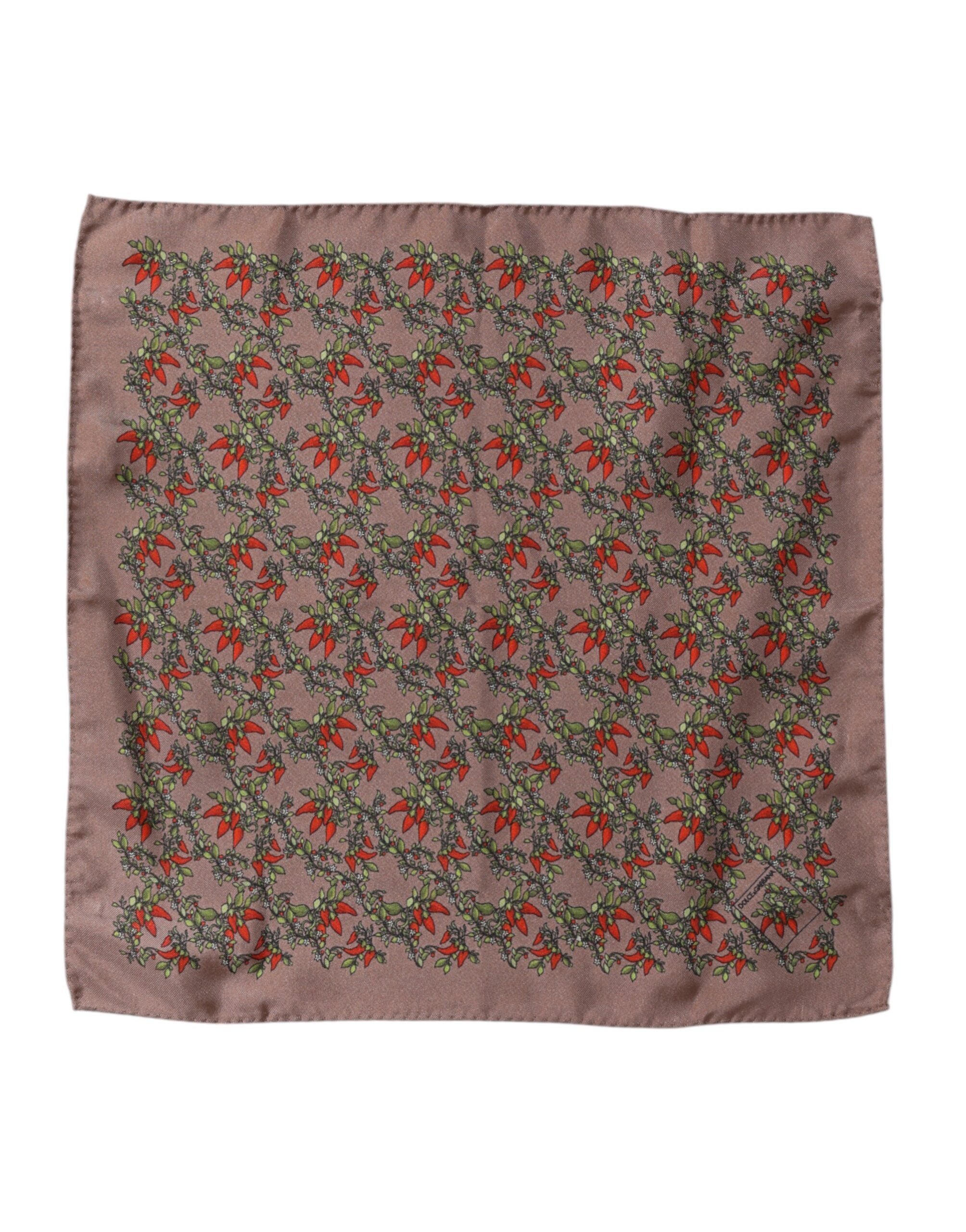 Dolce & Gabbana Brown Chilis Silk Square Men Foulard Scarf - ACCEXO