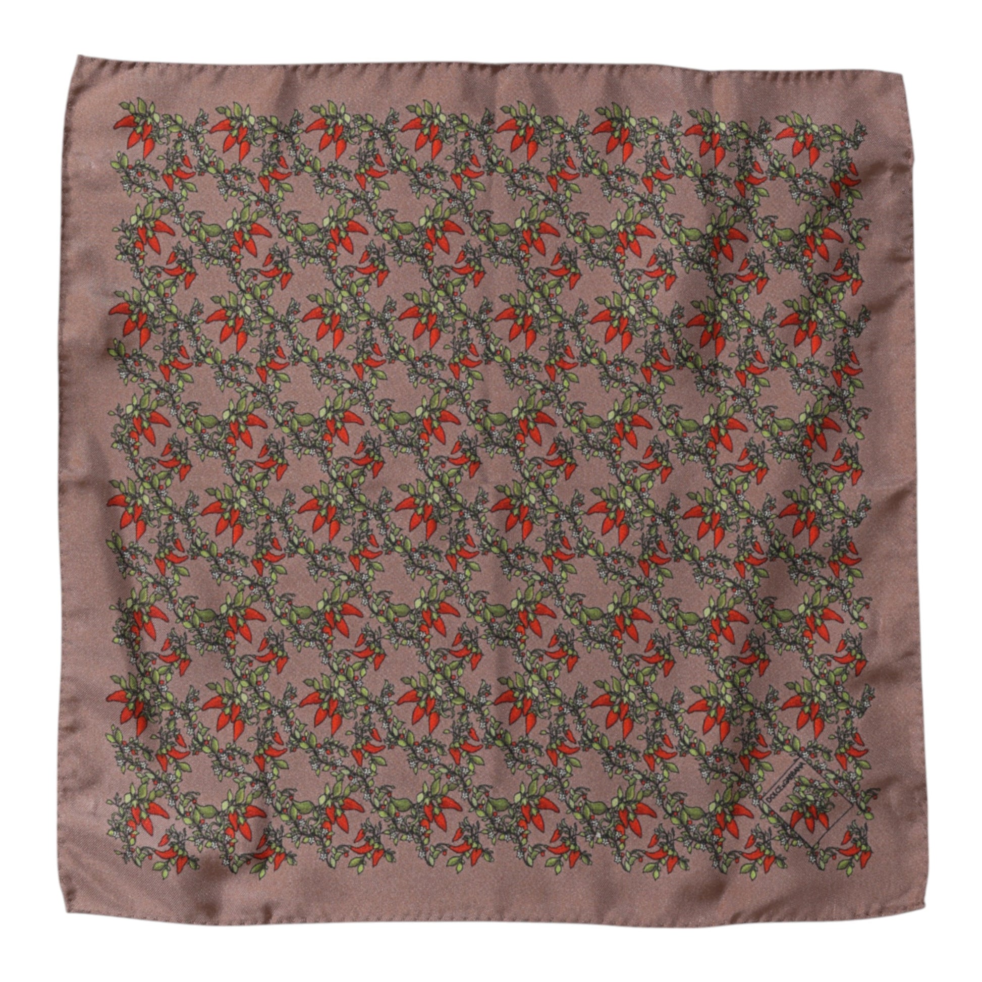 Dolce & Gabbana Brown Chilis Silk Square Men Foulard Scarf - ACCEXO