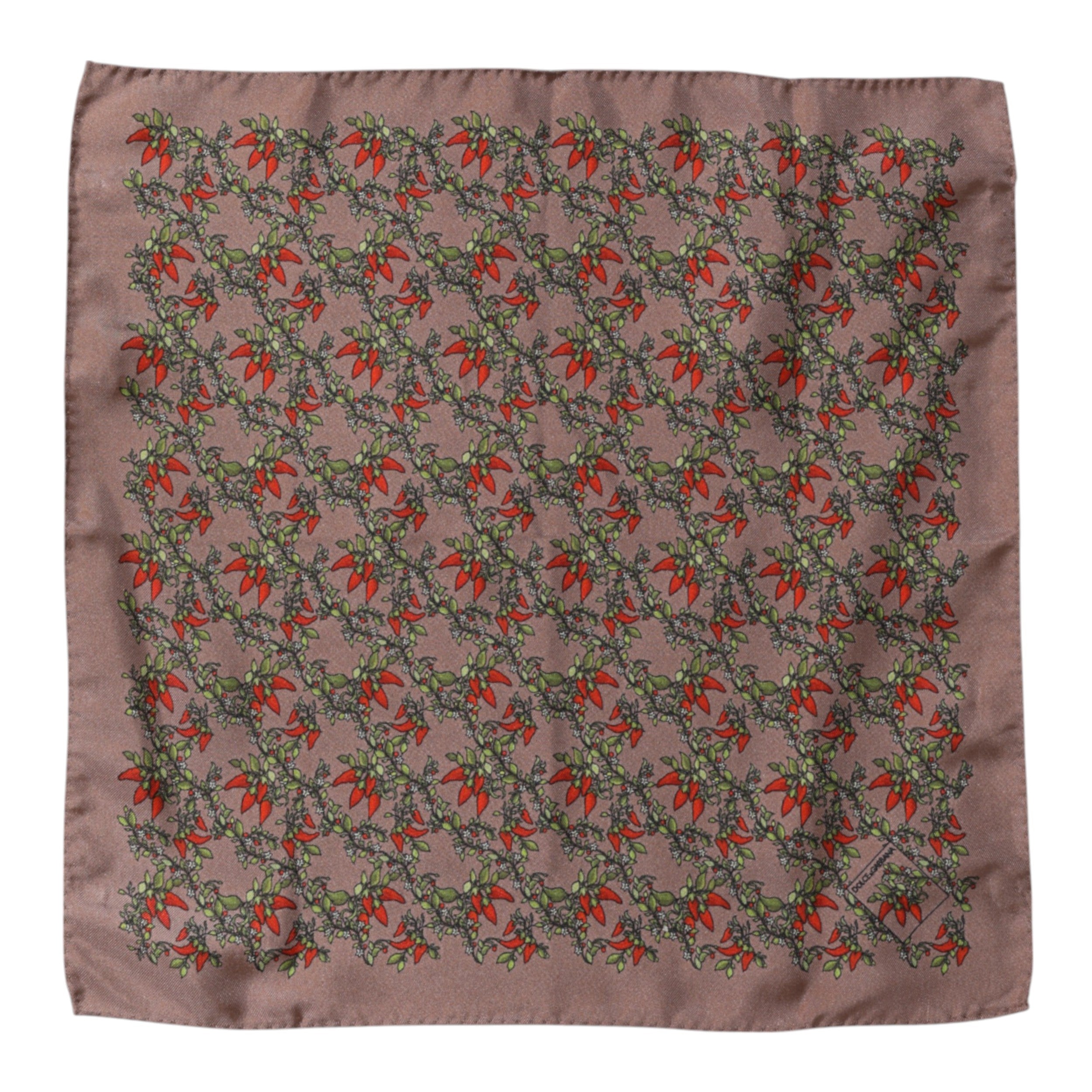 Dolce & Gabbana Brown Chilis Silk Square Men Foulard Scarf - ACCEXO