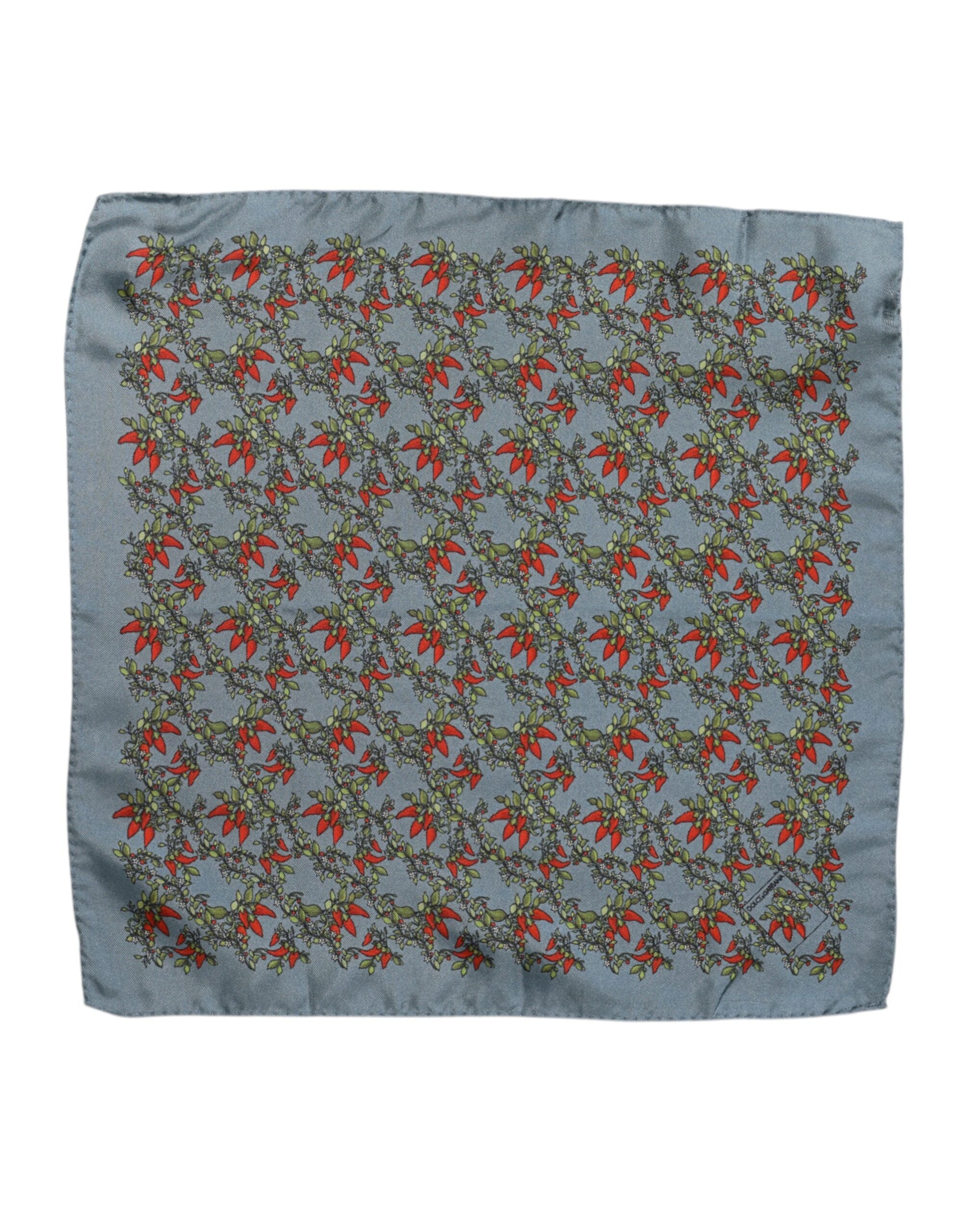 Dolce & Gabbana Gray Chilis Silk Square Men Foulard Scarf - ACCEXO