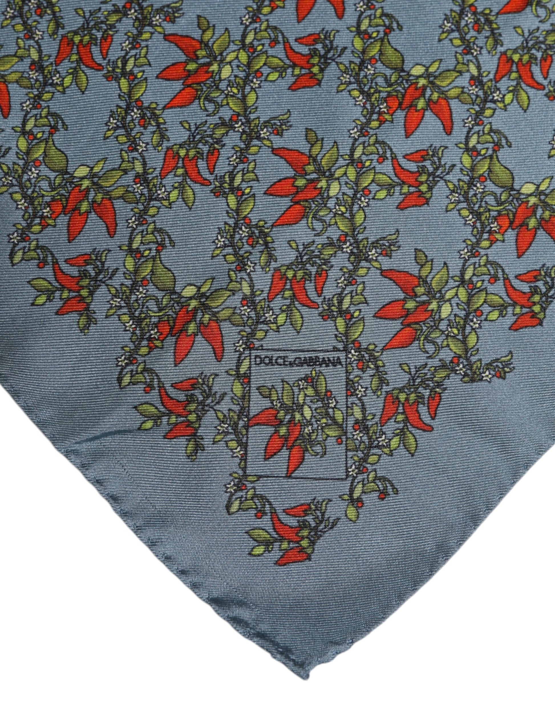 Dolce & Gabbana Gray Chilis Silk Square Men Foulard Scarf - ACCEXO