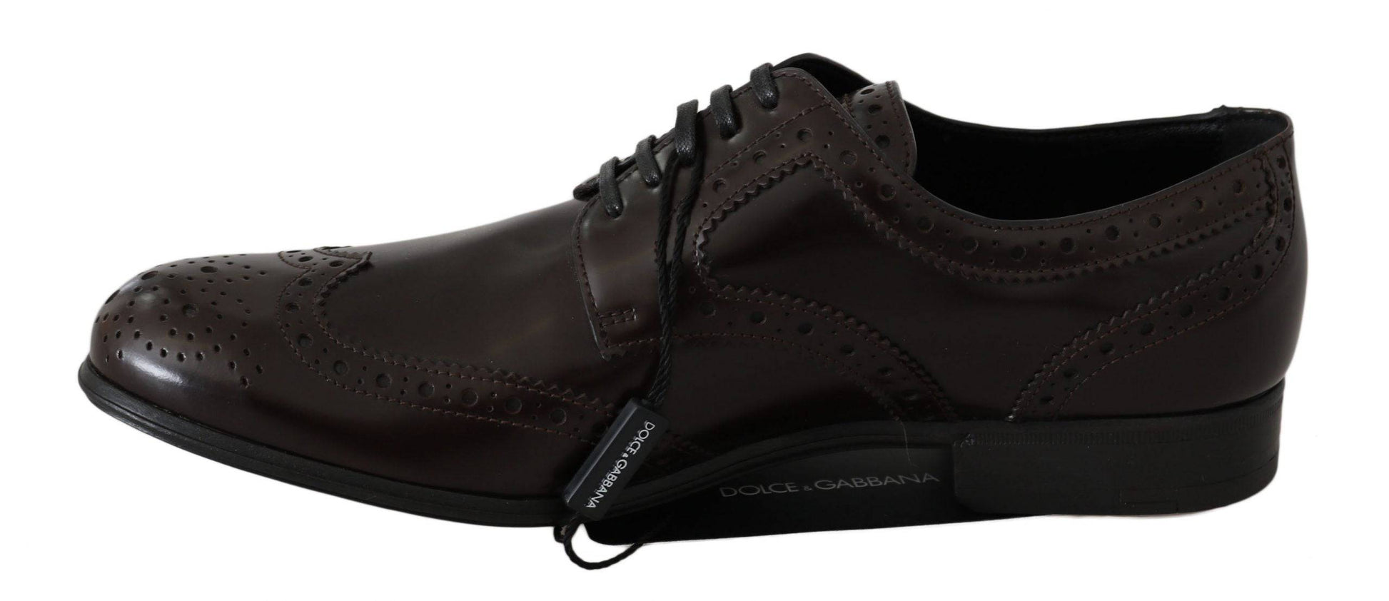 Dolce & Gabbana Elegant Brown Leather Oxford Flats - ACCEXO
