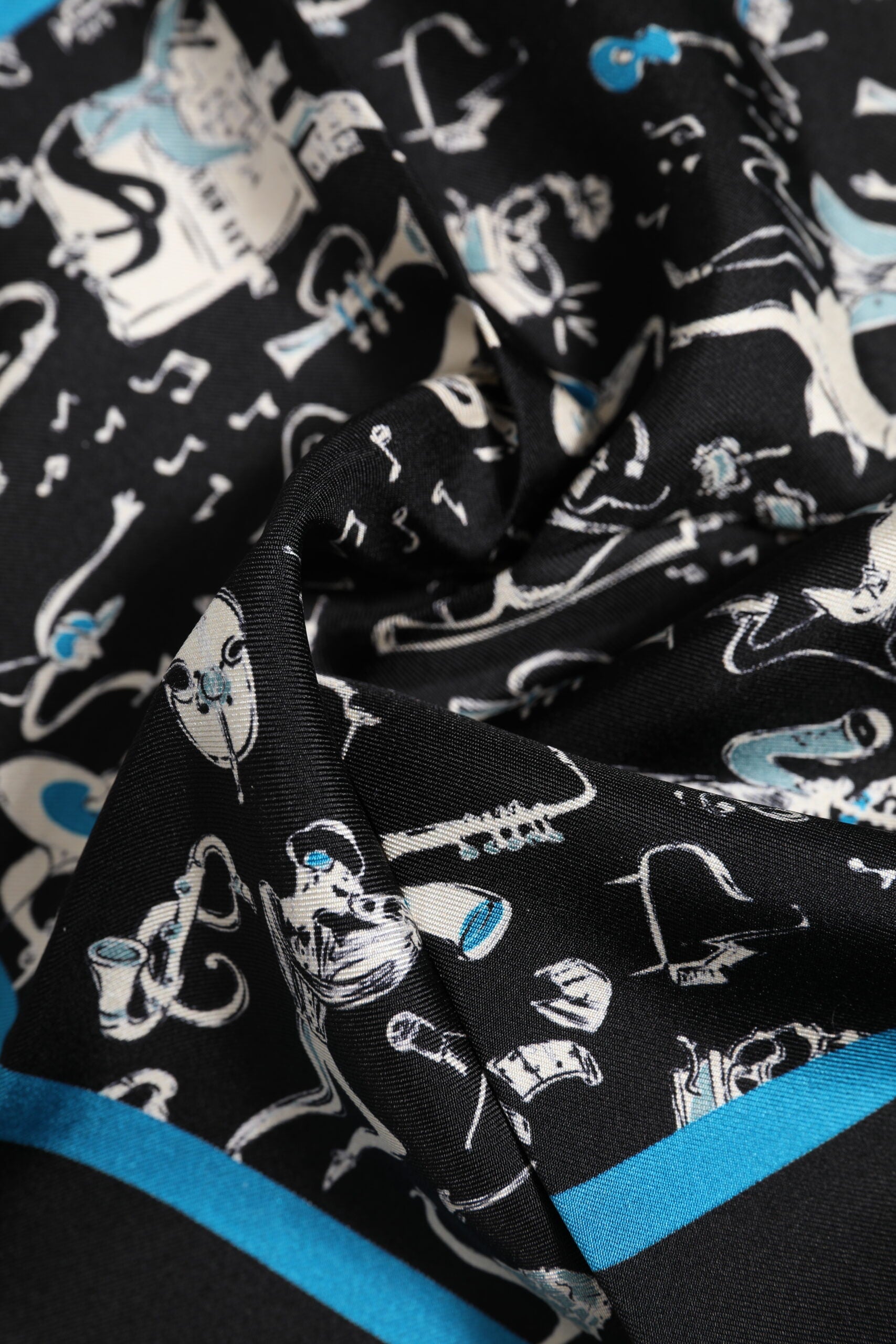 Dolce & Gabbana Black Jazz Club Silk Square Men Foulard Scarf - ACCEXO