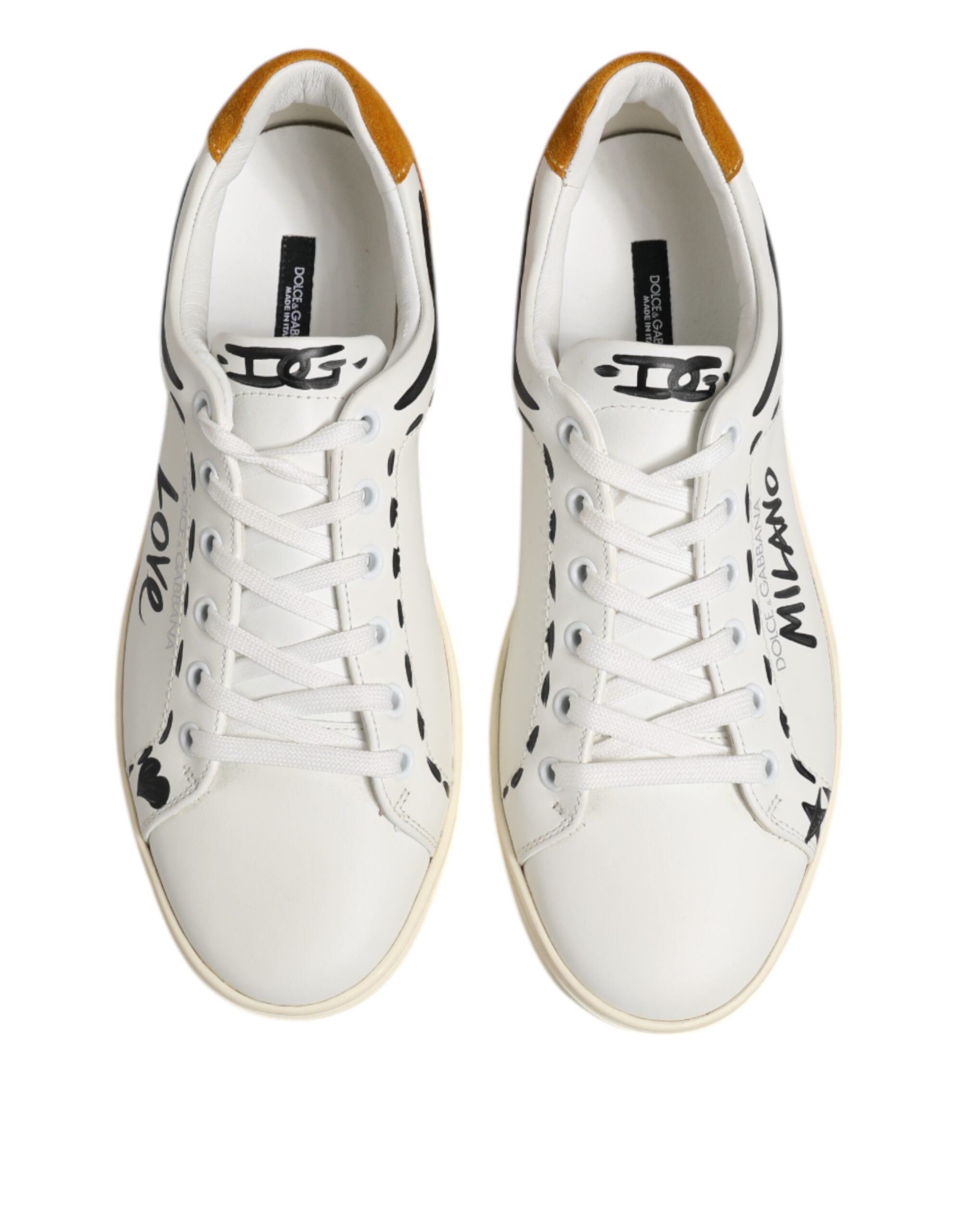 Dolce & Gabbana White Leather MILANO Low Top Sneakers Shoes - ACCEXO