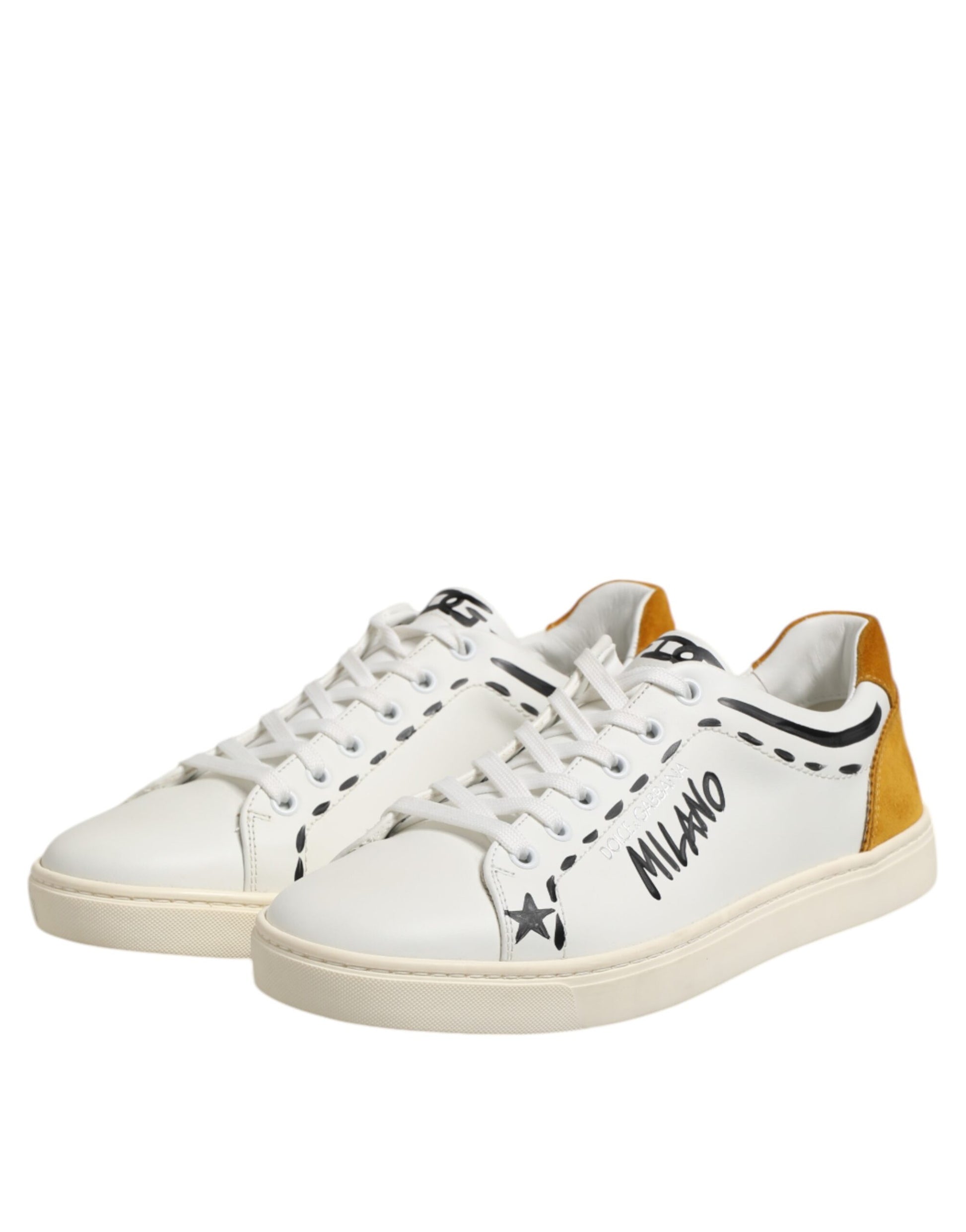 Dolce & Gabbana White Leather MILANO Low Top Sneakers Shoes - ACCEXO