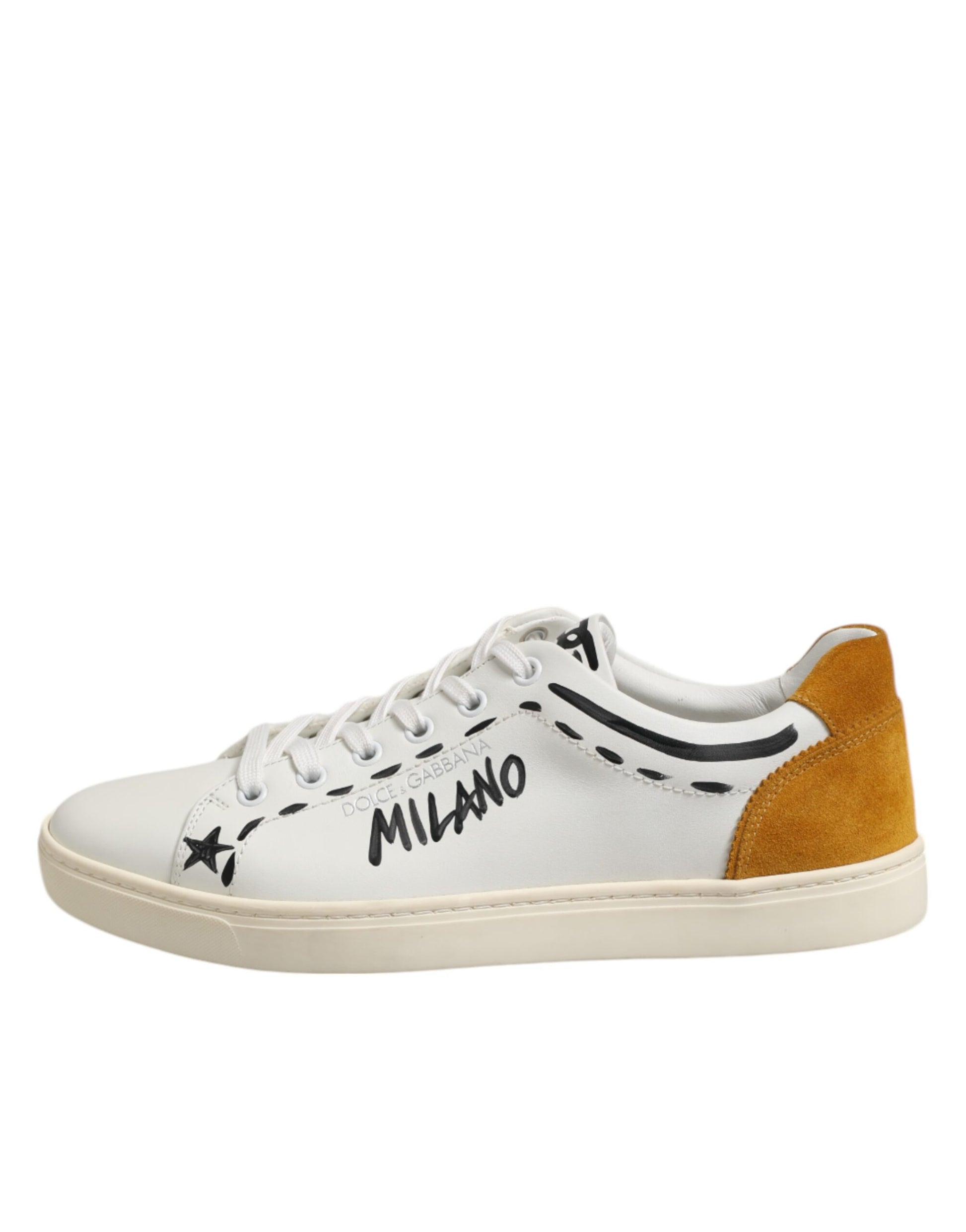 Dolce & Gabbana White Leather MILANO Low Top Sneakers Shoes - ACCEXO