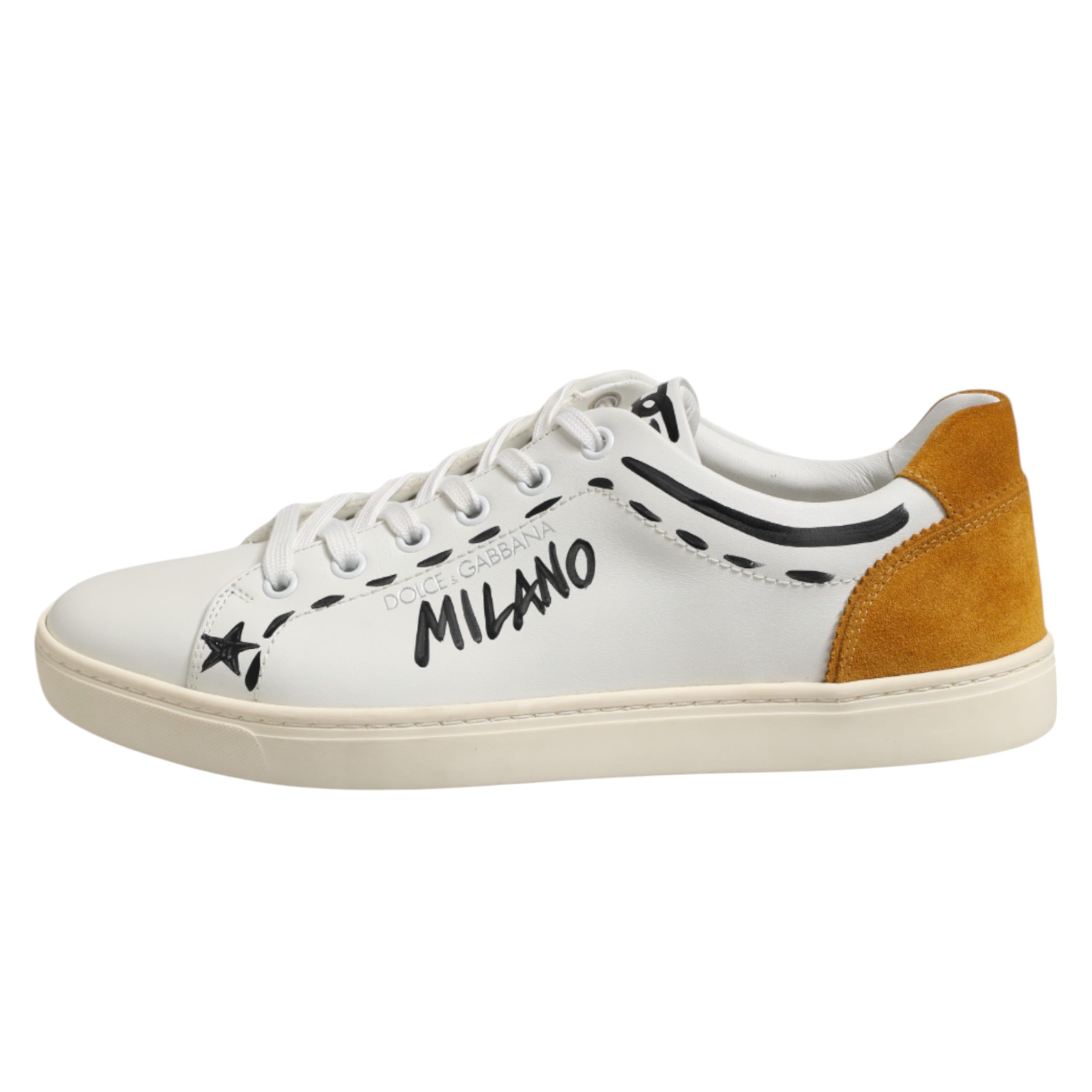 Dolce & Gabbana White Leather MILANO Low Top Sneakers Shoes - ACCEXO