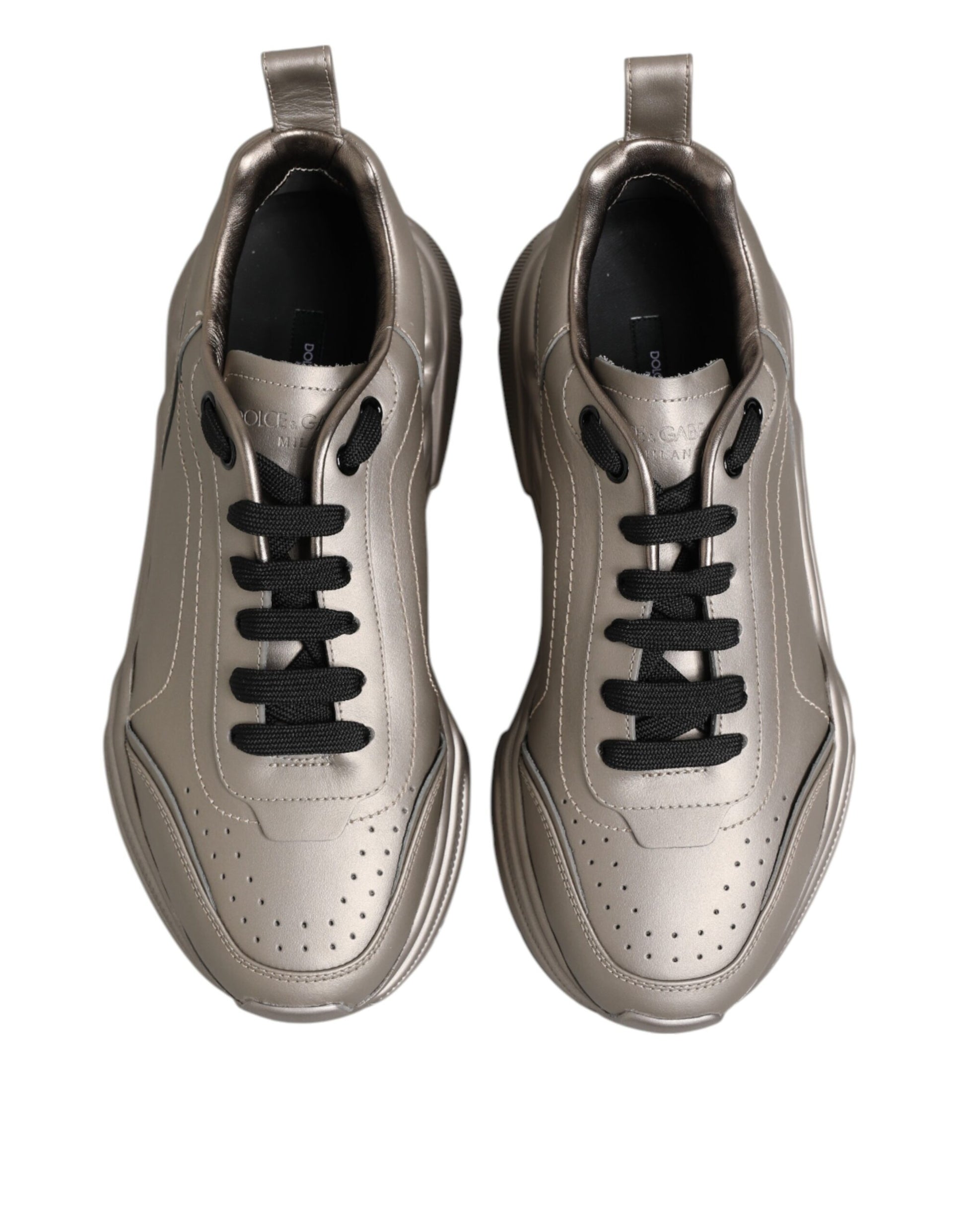 Dolce & Gabbana Silver DAYMASTER Leather Men Sneakers Shoes - ACCEXO