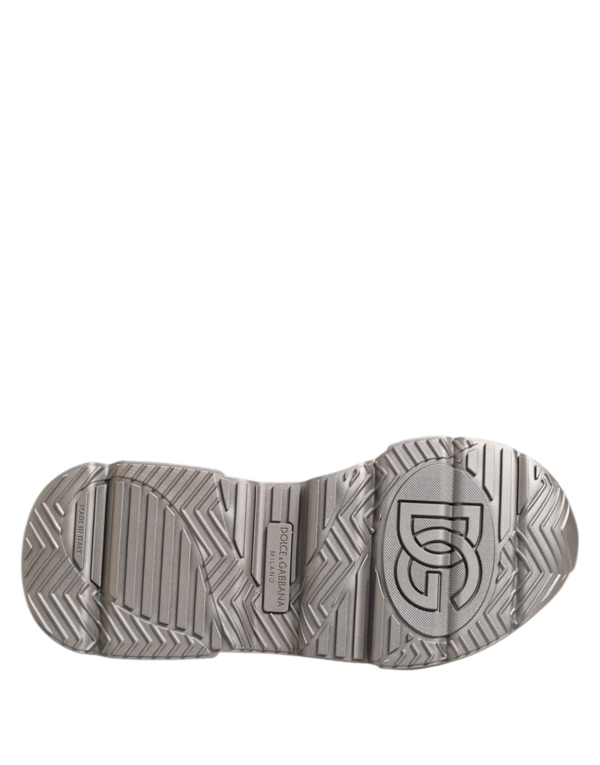 Dolce & Gabbana Silver DAYMASTER Leather Men Sneakers Shoes - ACCEXO