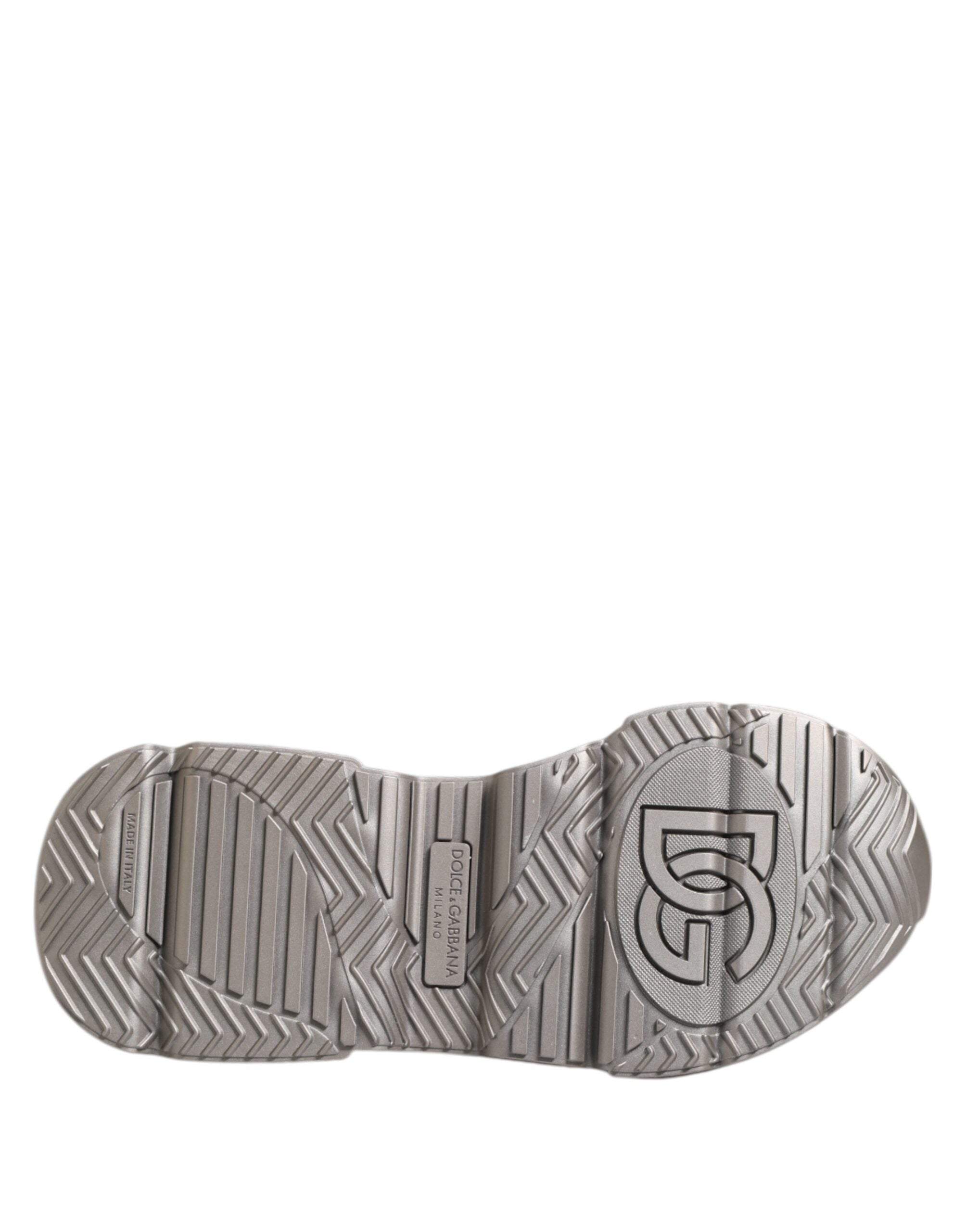 Dolce & Gabbana Silver DAYMASTER Leather Men Sneakers Shoes - ACCEXO