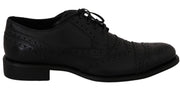 Dolce & Gabbana Elegant Dark Blue Wingtip Derby Dress Shoes - ACCEXO
