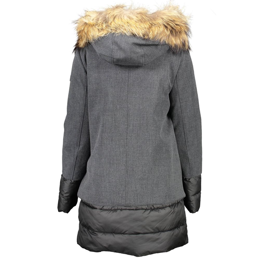 Yes Zee Gray Polyester Jackets & Coat - ACCEXO