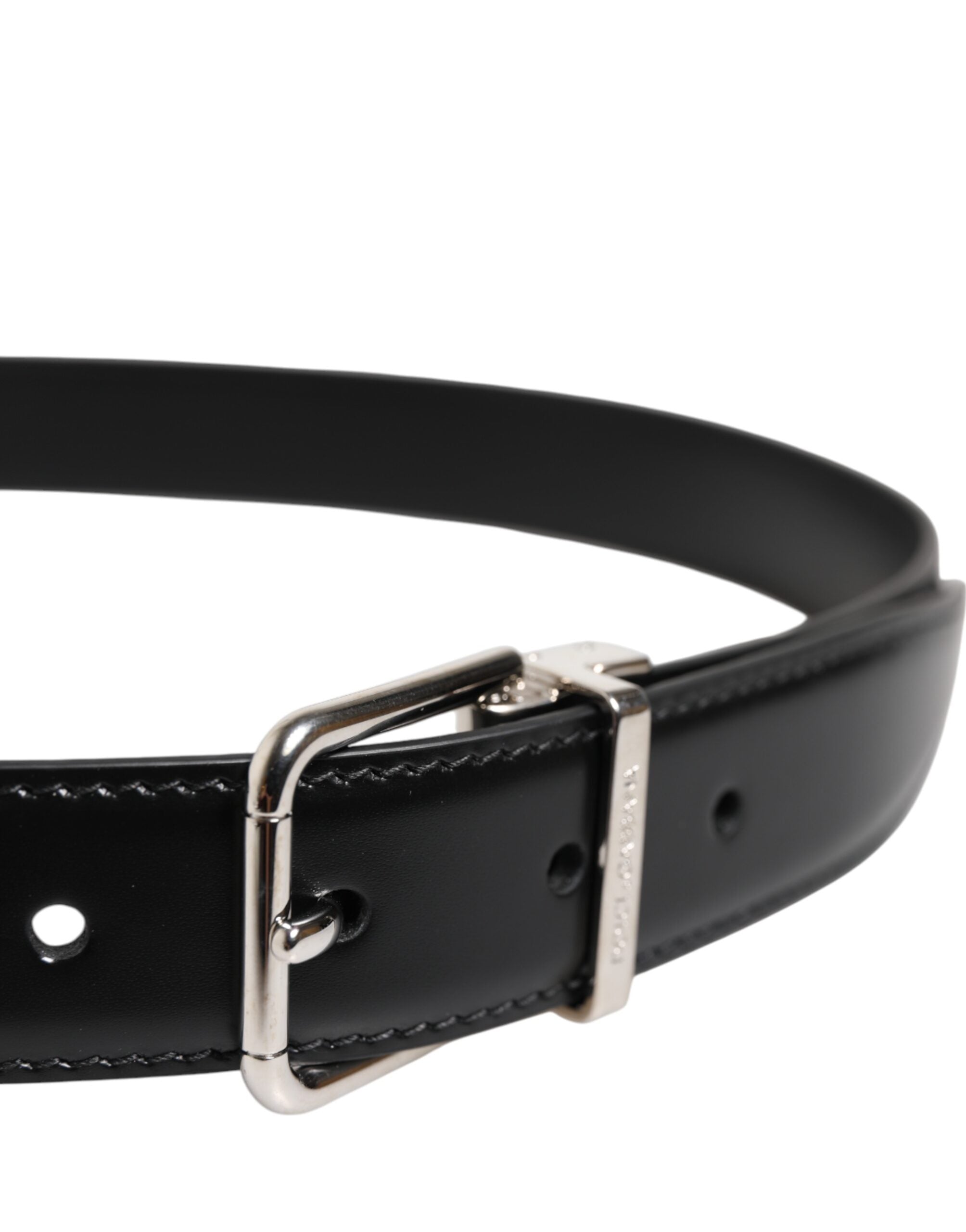 Dolce & Gabbana Black Classic Leather Metal Buckle Belt