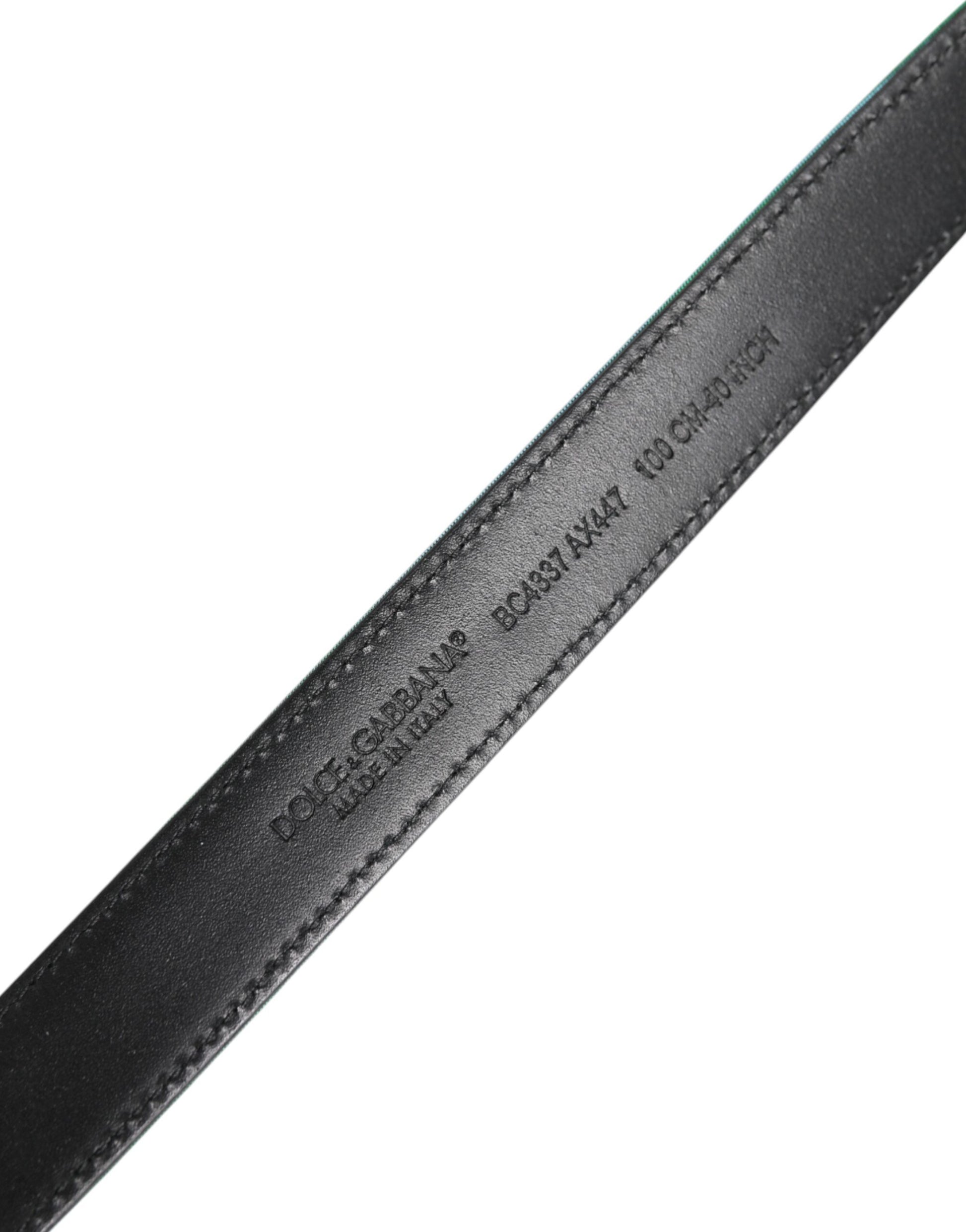 Dolce & Gabbana Green Black Polyester Metal Buckle Belt - ACCEXO