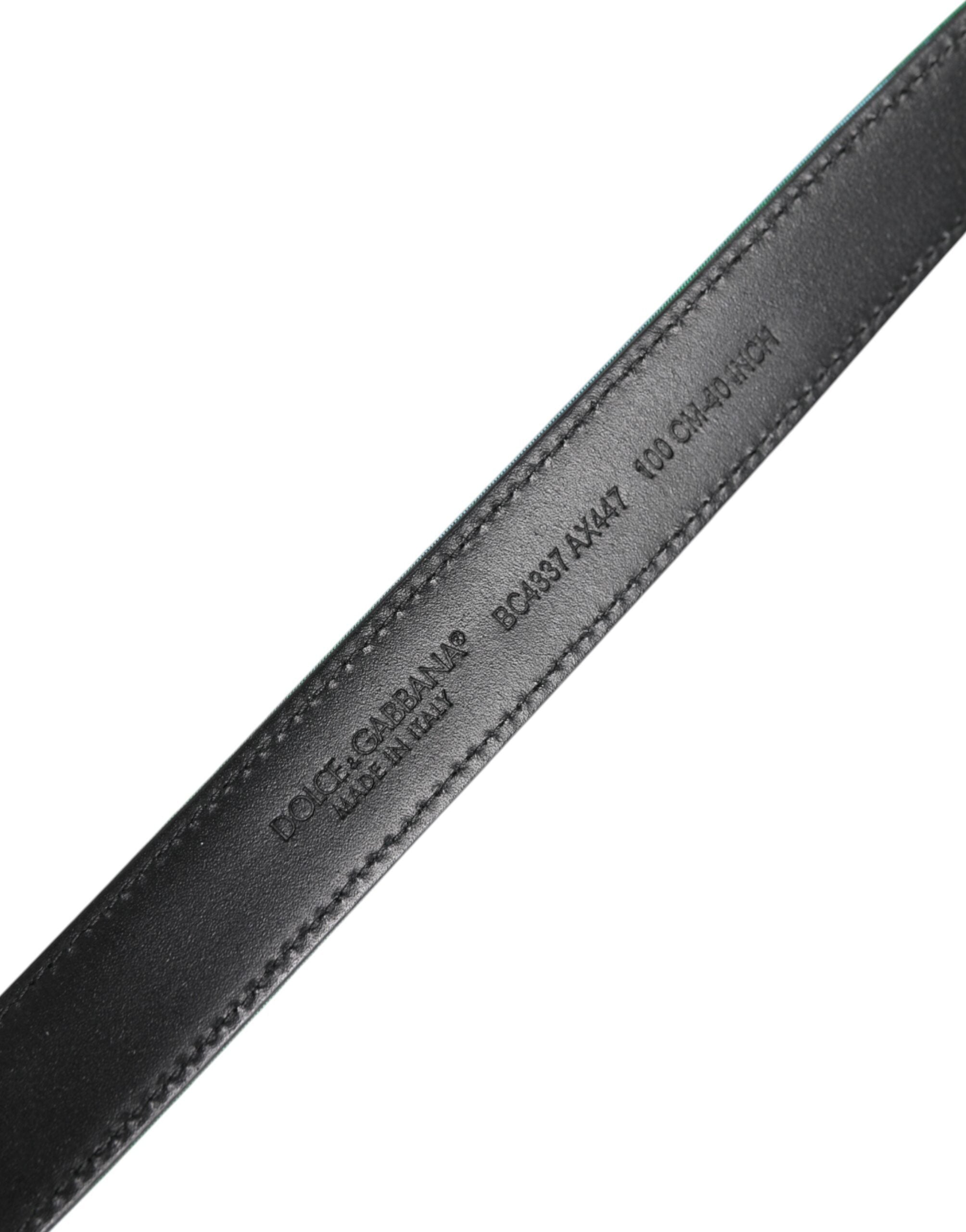 Dolce & Gabbana Green Black Polyester Metal Buckle Belt - ACCEXO