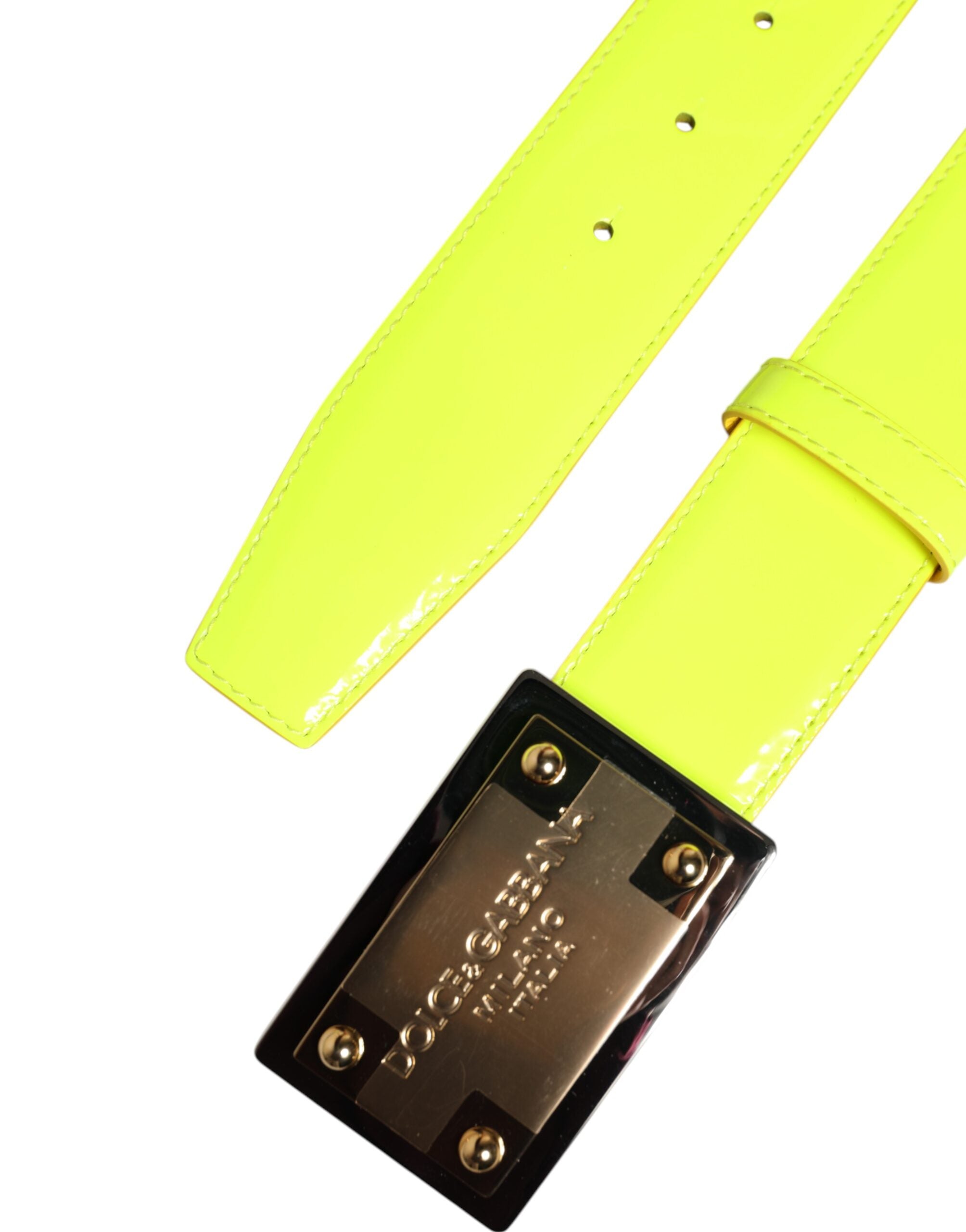 Dolce & Gabbana Yellow Green Classic Metal Logo Buckle Belt - ACCEXO