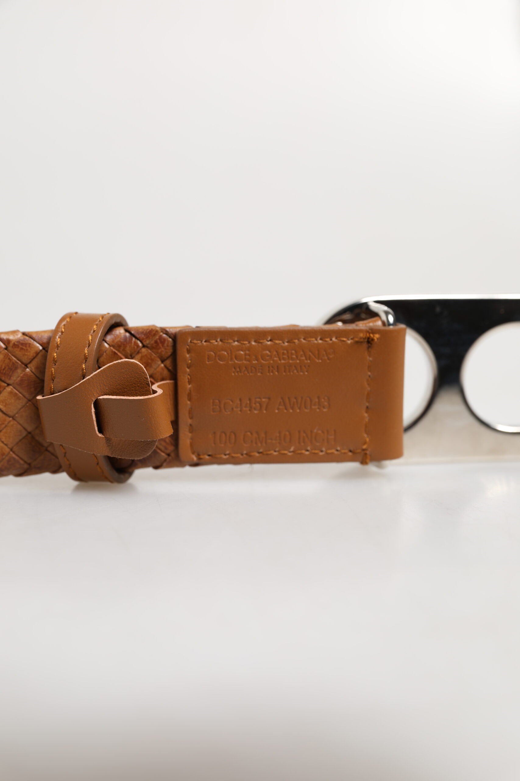 Dolce & Gabbana Brown Braided Metal DG Logo Buckle Belt - ACCEXO