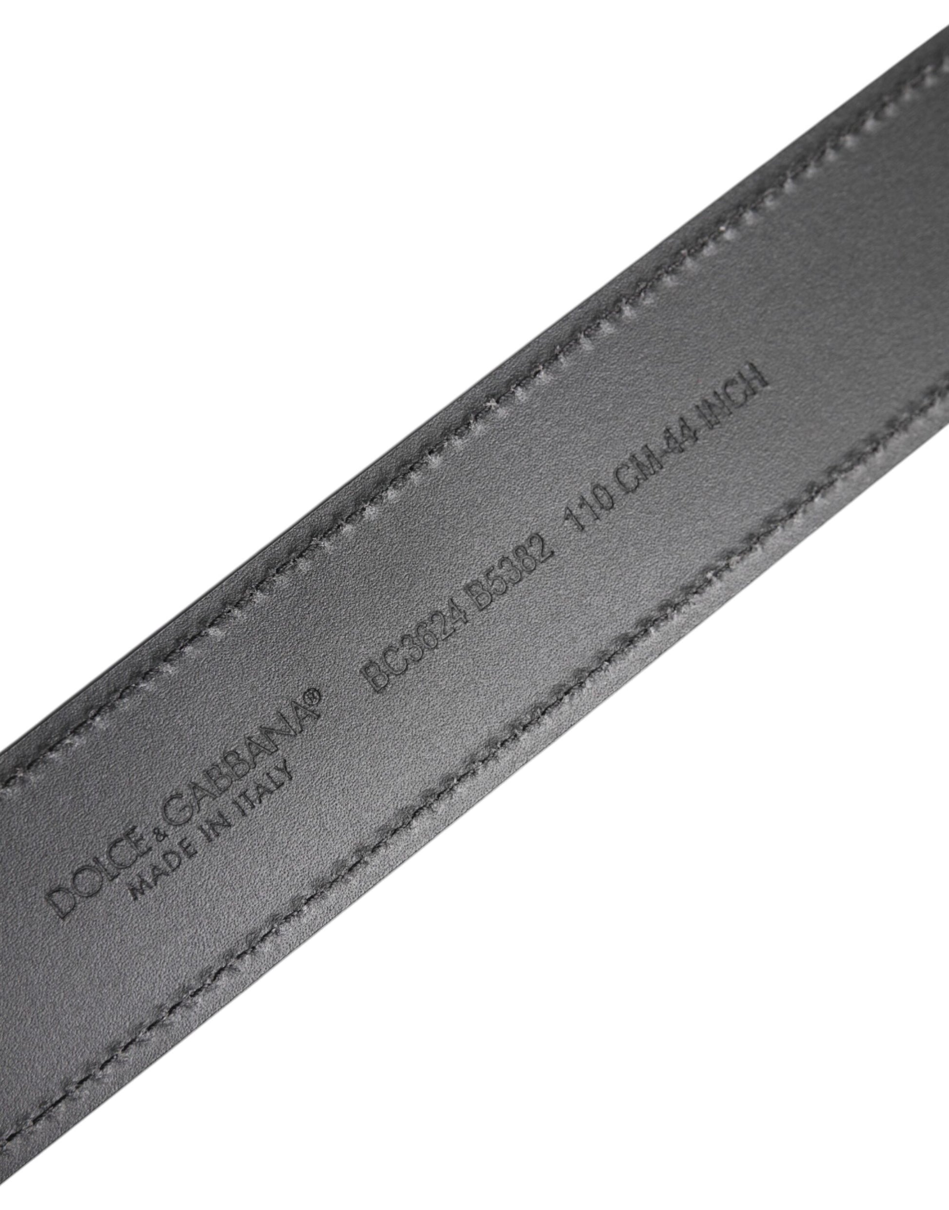 Dolce & Gabbana Black Leather Classic Metal Logo Buckle Belt - ACCEXO
