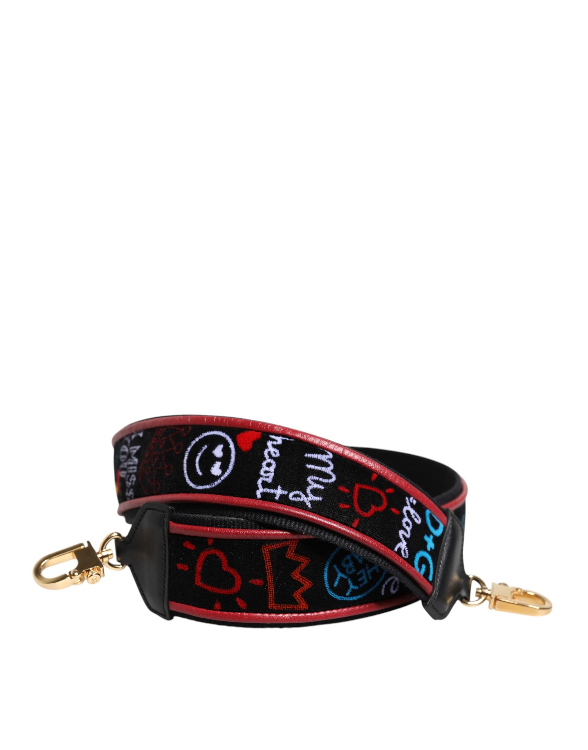 Dolce & Gabbana Black Cotton Printed Women Bag Accessory Shoulder Strap - ACCEXO