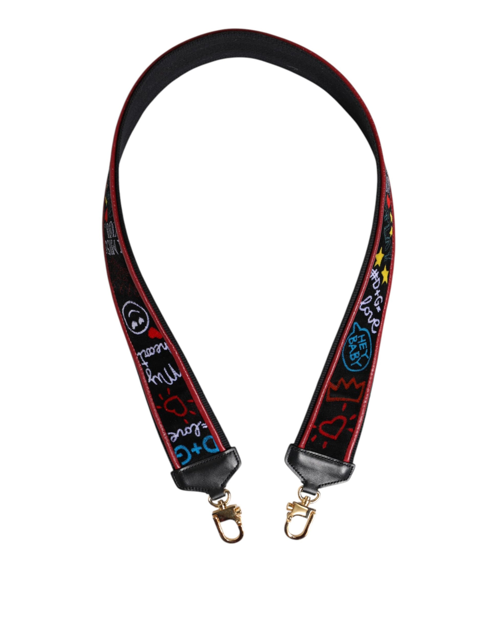 Dolce & Gabbana Black Cotton Printed Women Bag Accessory Shoulder Strap - ACCEXO