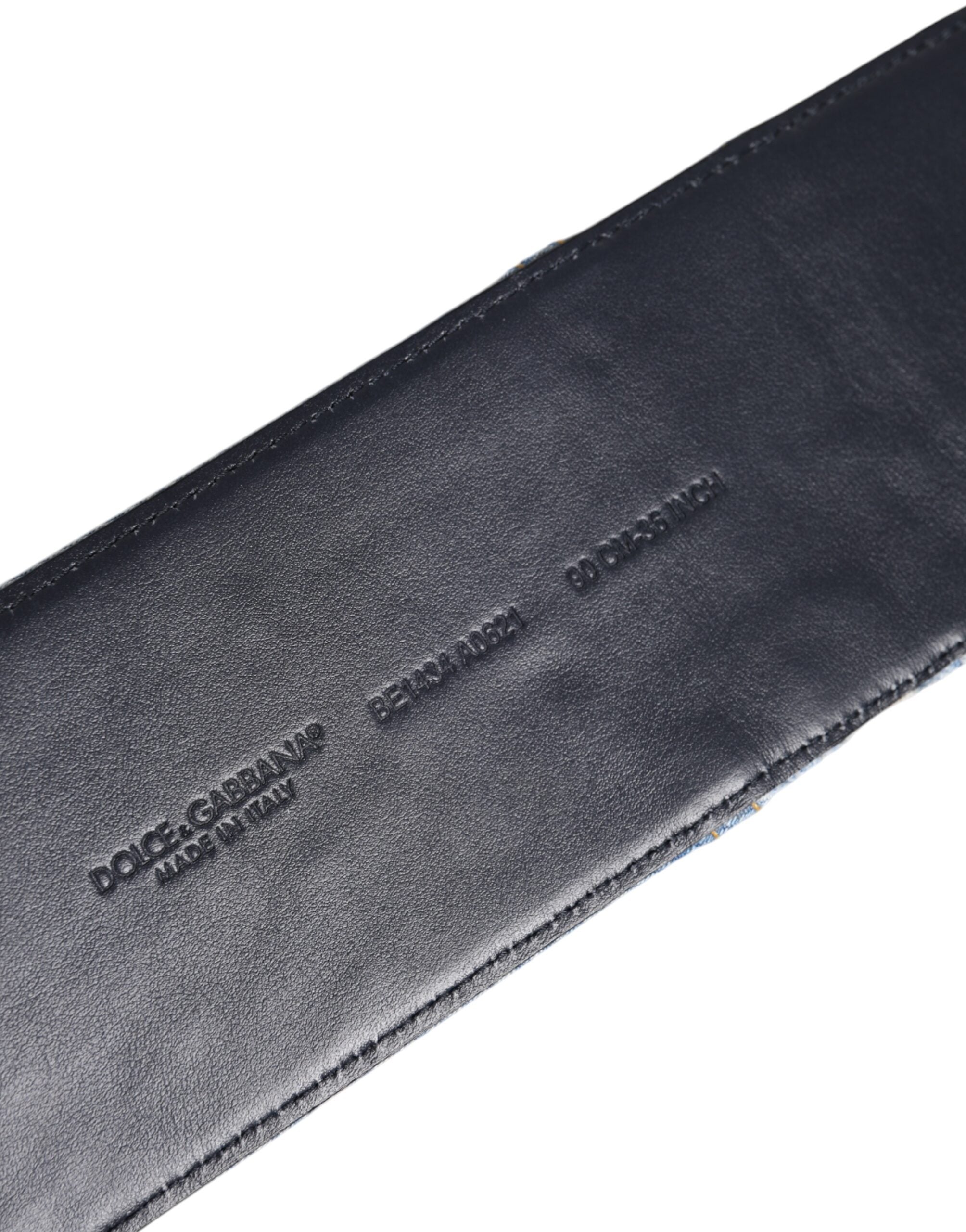 Dolce & Gabbana Two Tone Blue Denim Gold Metal Buckle Belt - ACCEXO