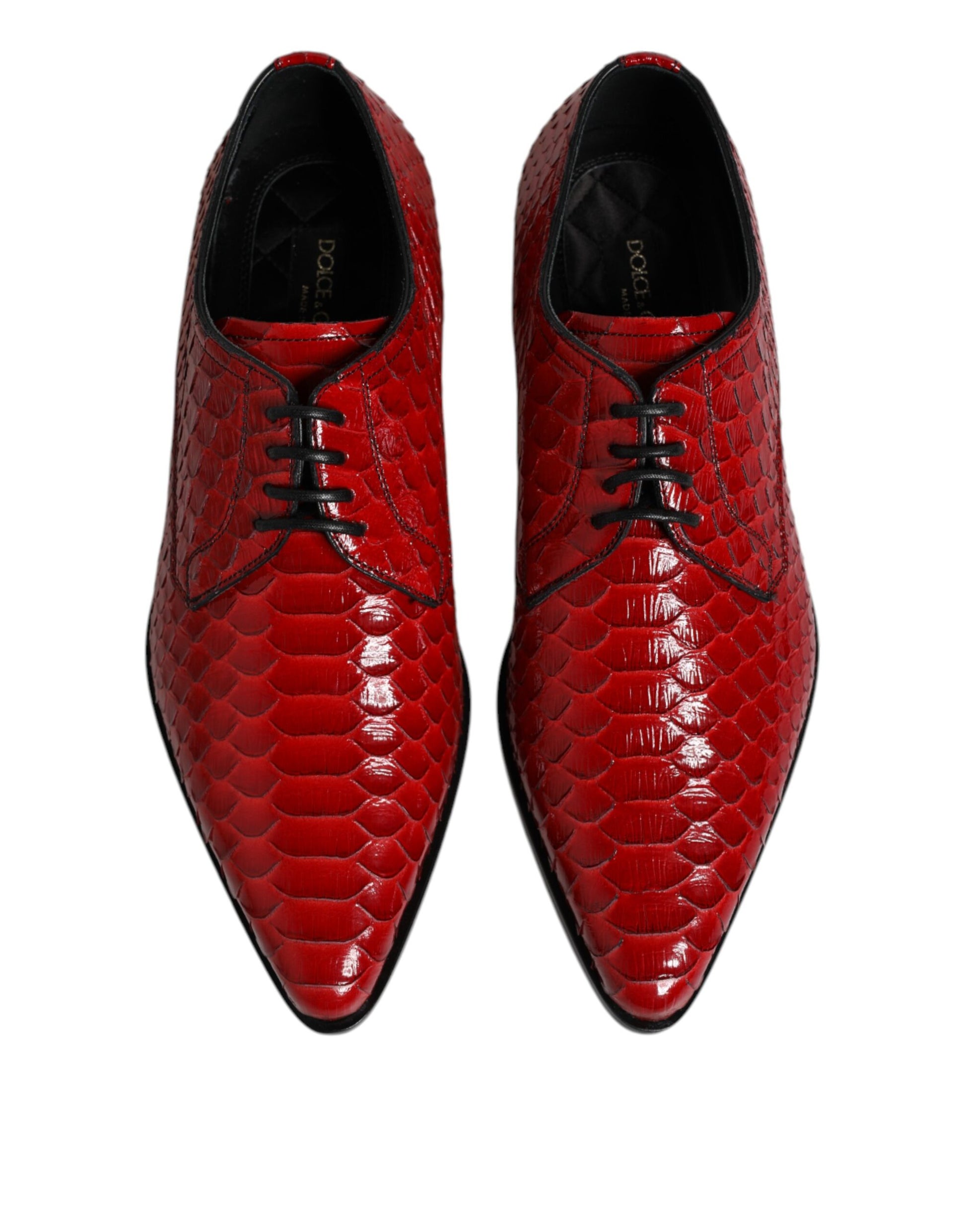 Dolce & Gabbana Red Exotic Leather Lace Up Dress Derby Shoes - ACCEXO