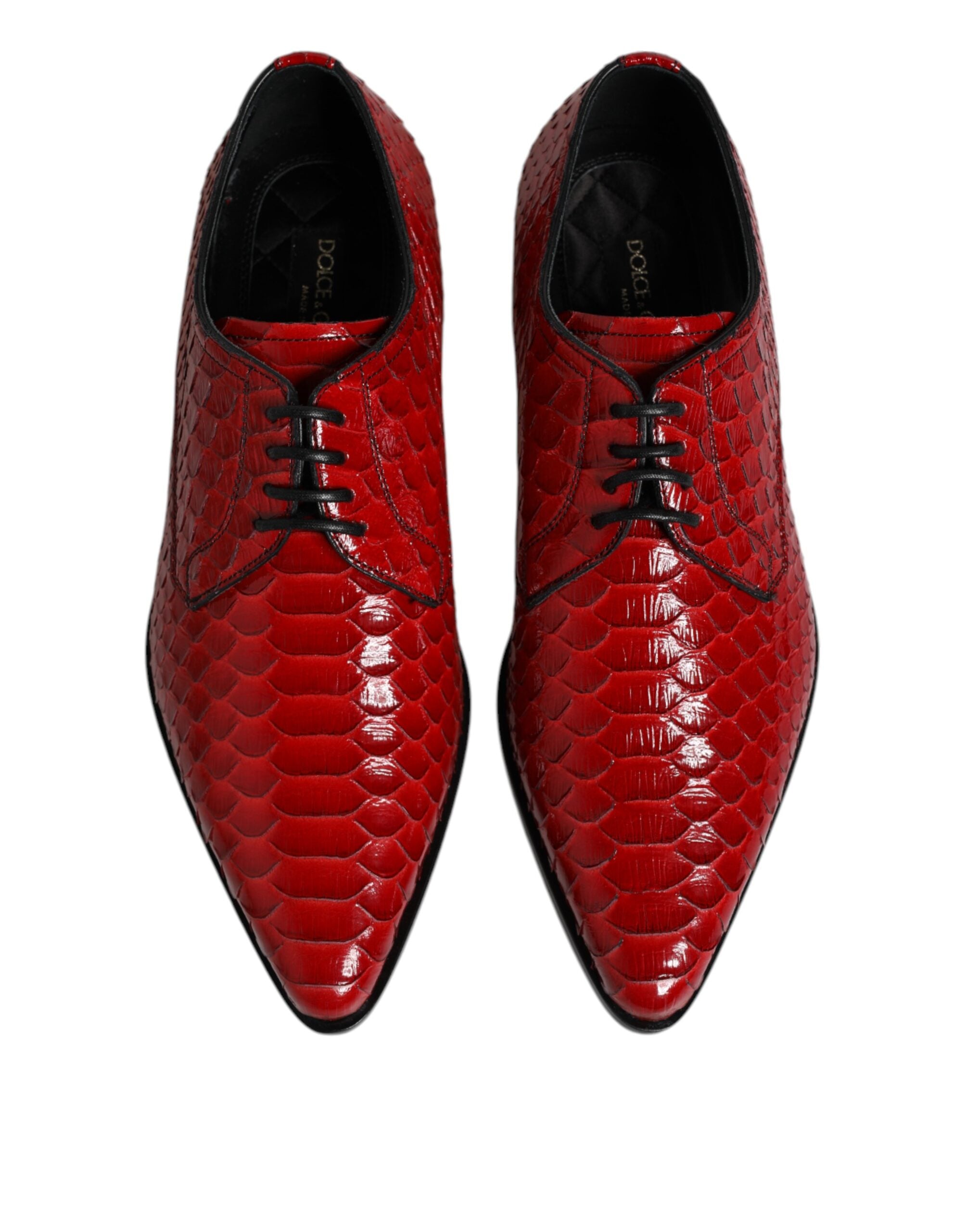 Dolce & Gabbana Red Exotic Leather Lace Up Dress Derby Shoes - ACCEXO