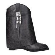 Givenchy Shark Lock Cowboy Black Leather Ankle Boots