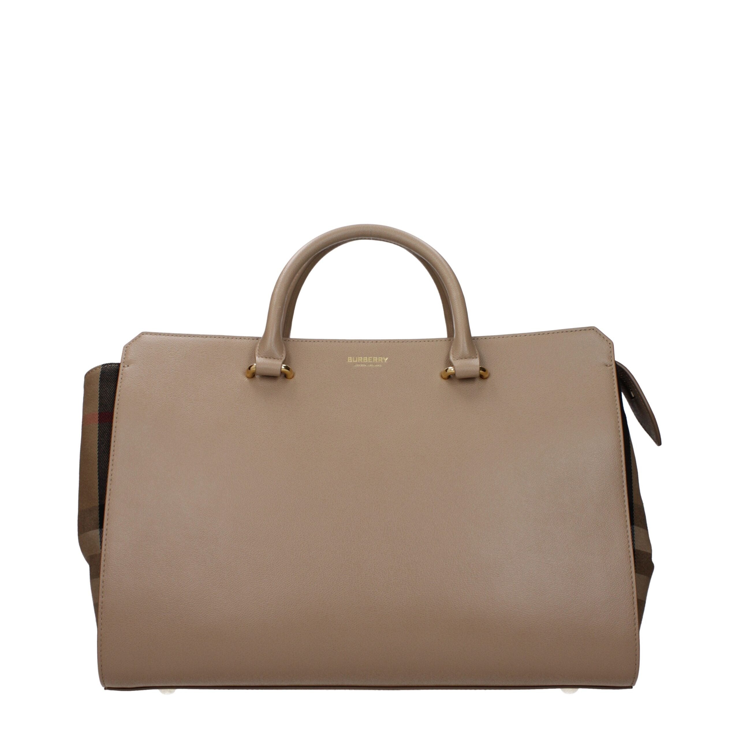 Burberry Beige Leather Handbag With Adjustable Shoulder Strap