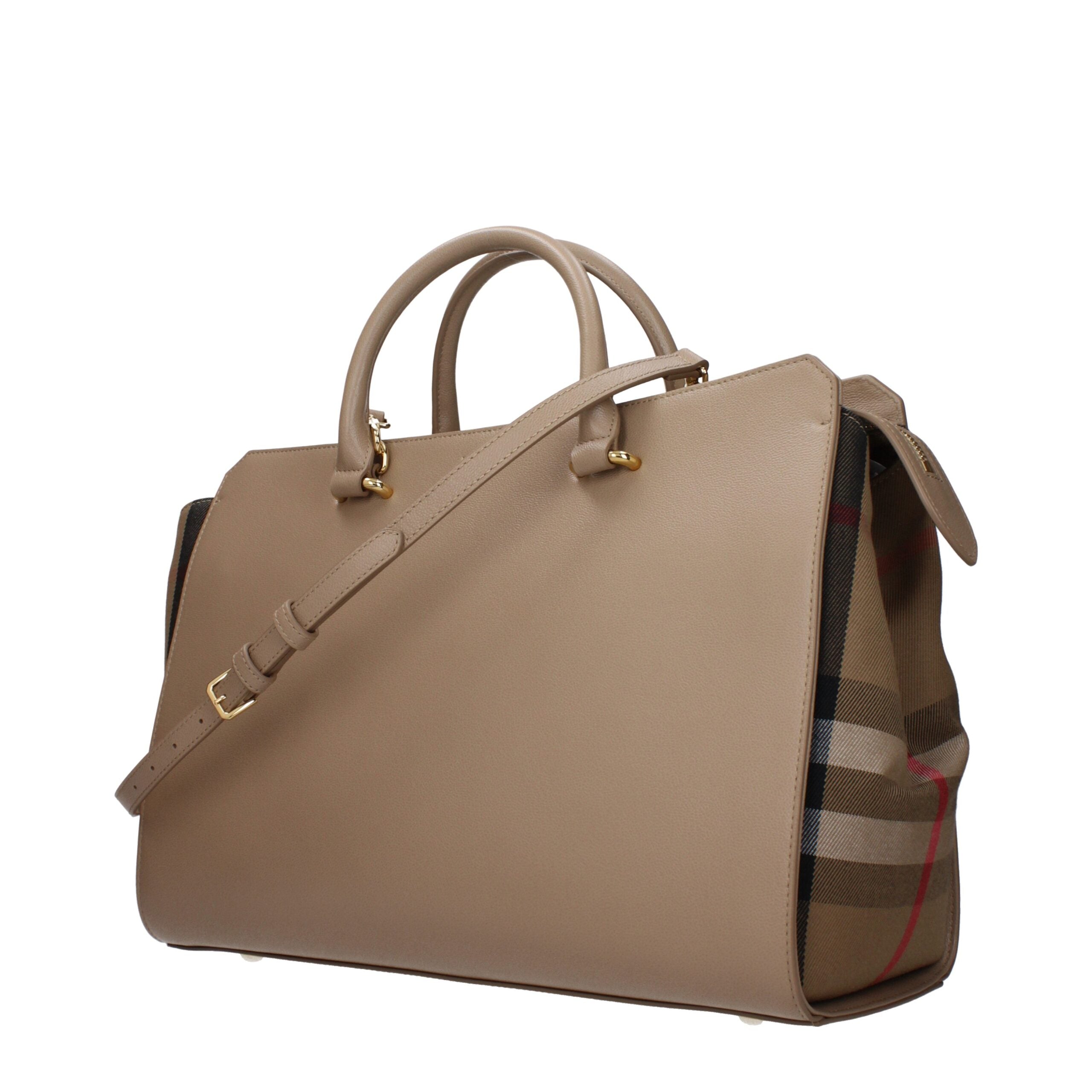 Burberry Beige Leather Handbag With Adjustable Shoulder Strap