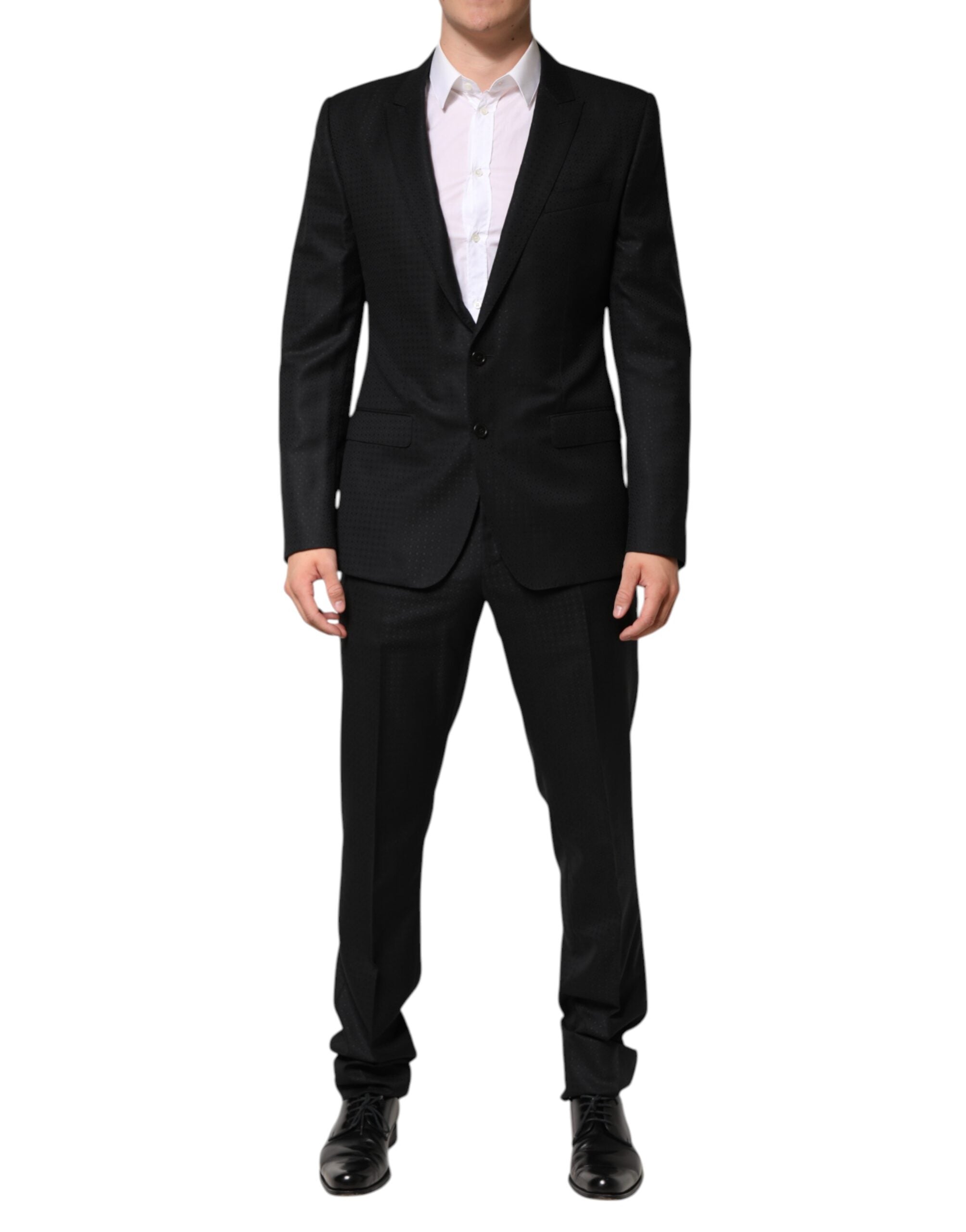 Dolce & Gabbana Black Jacquard Single Breasted 2 Piece Suit - ACCEXO