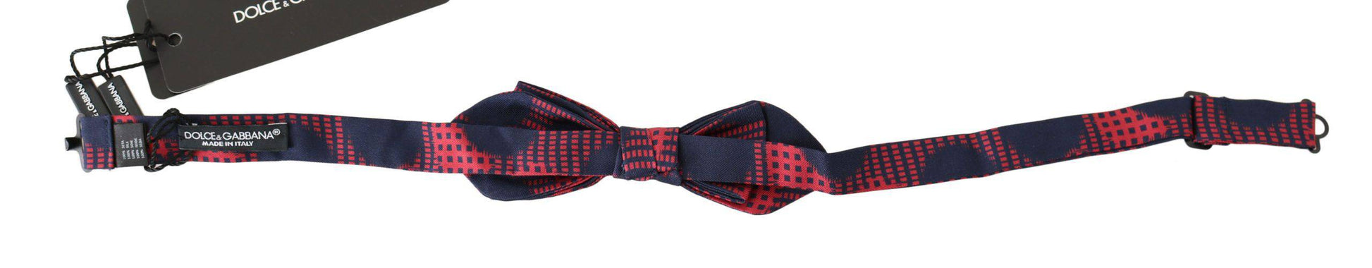 Dolce & Gabbana Elegant Red Checkered Silk Bow Tie - ACCEXO