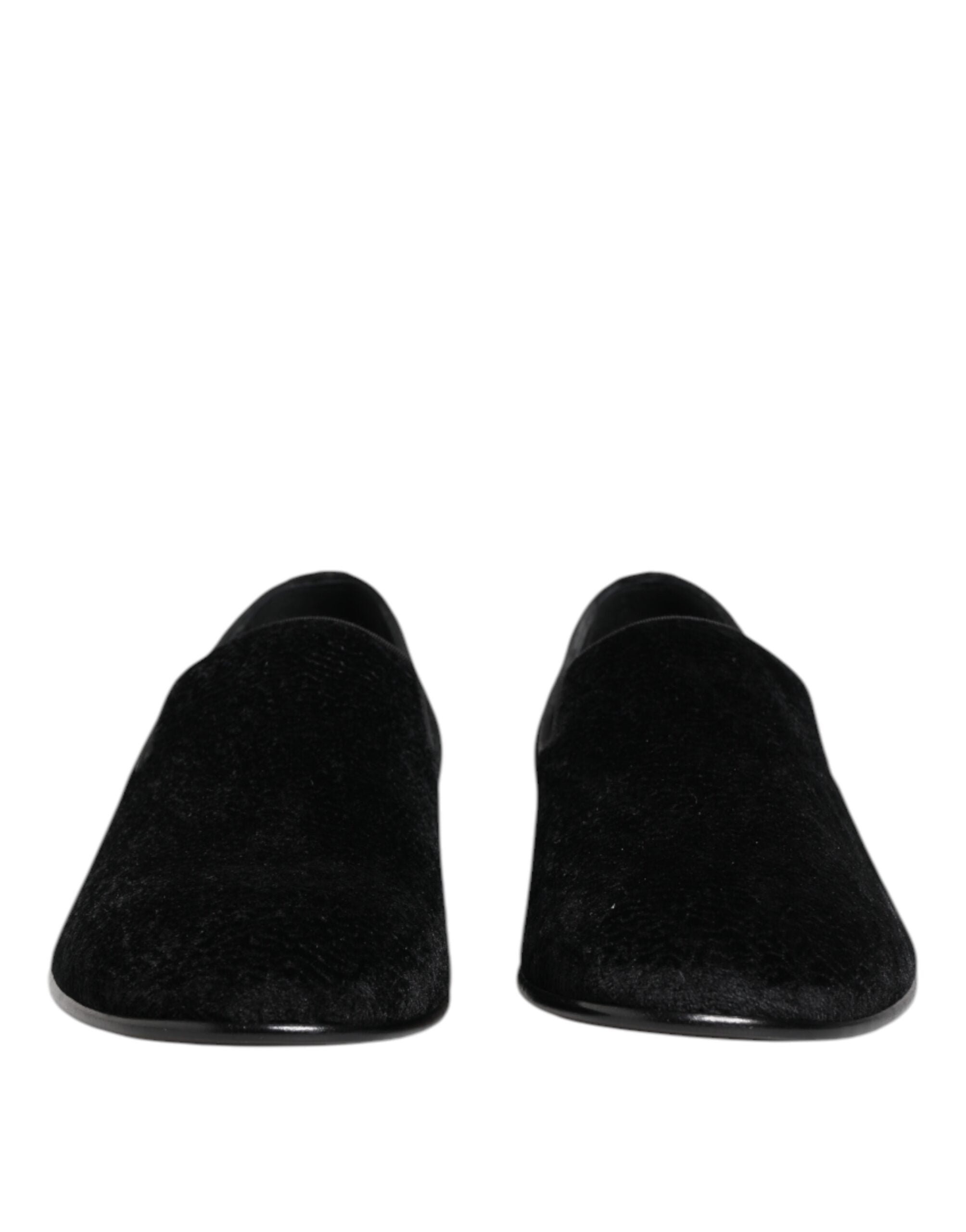 Dolce & Gabbana Black Jacquard Loafers Formal Men Dress Shoes - ACCEXO