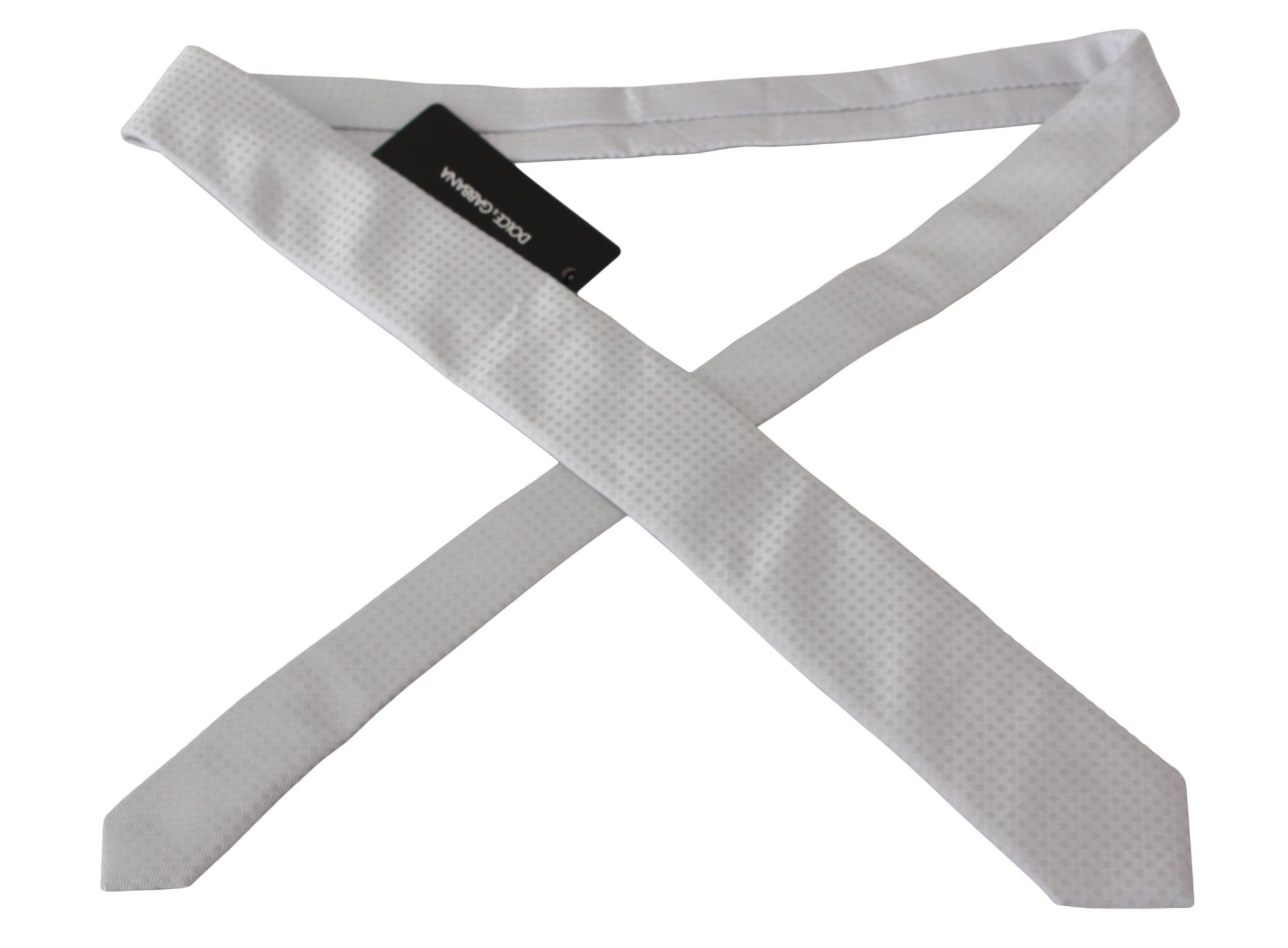 Dolce & Gabbana Elegant White Patterned Silk Blend Neck Tie - ACCEXO
