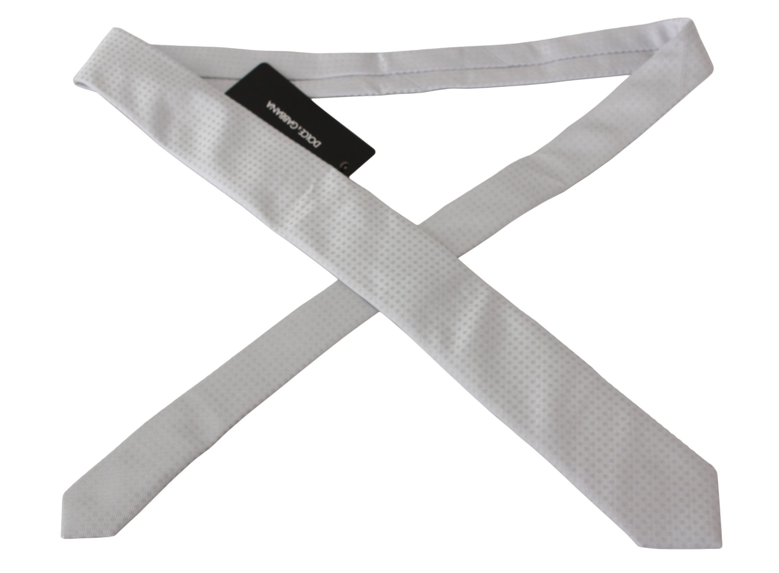Dolce & Gabbana Elegant White Patterned Silk Blend Neck Tie - ACCEXO