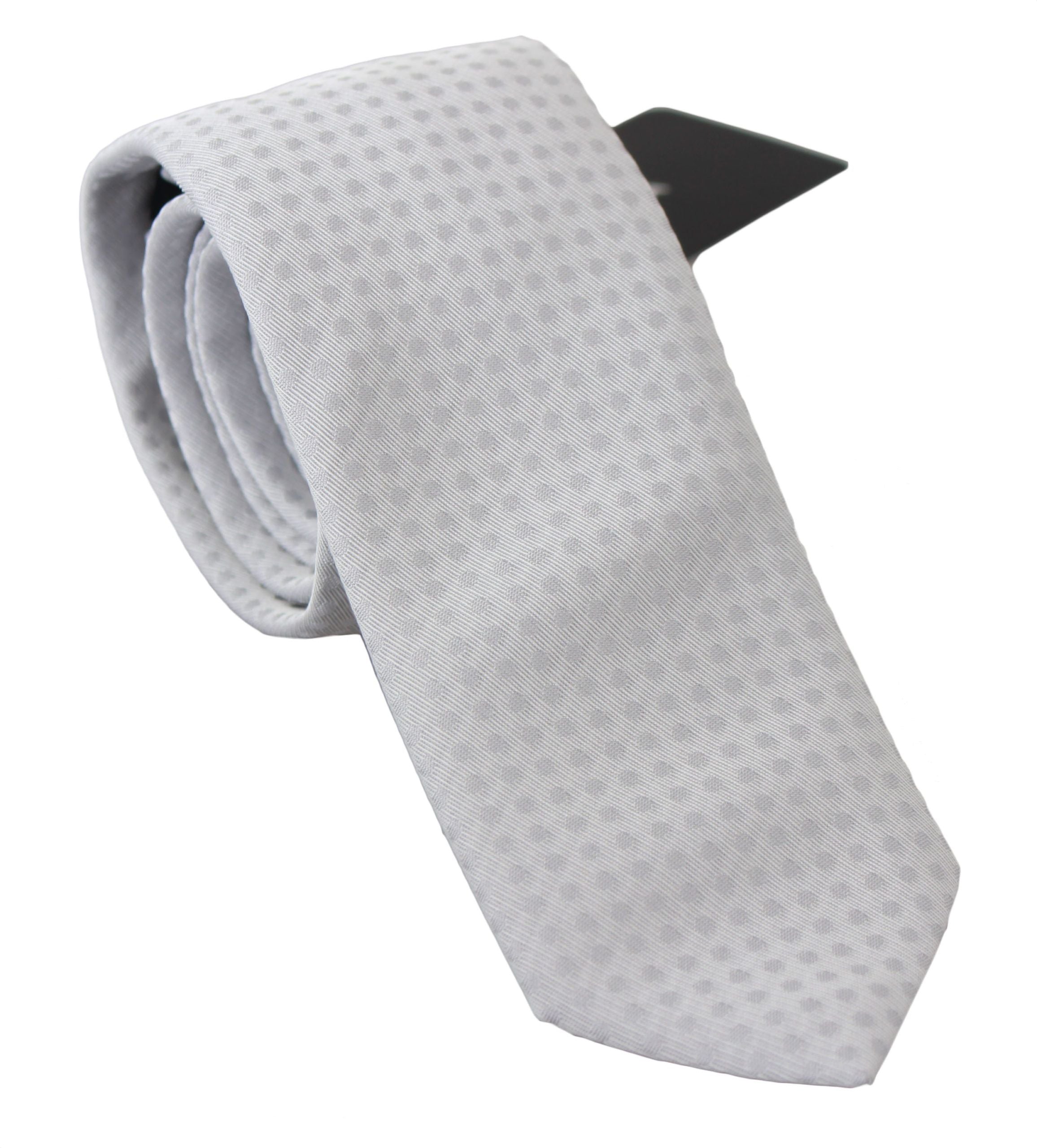 Dolce & Gabbana Elegant White Patterned Silk Blend Neck Tie - ACCEXO