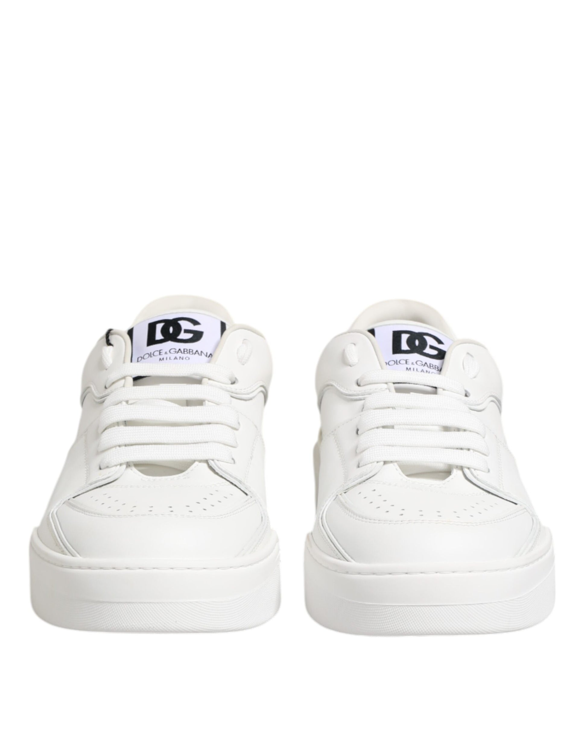 Dolce & Gabbana White Miami Leather Low Top Sneakers Shoes - ACCEXO