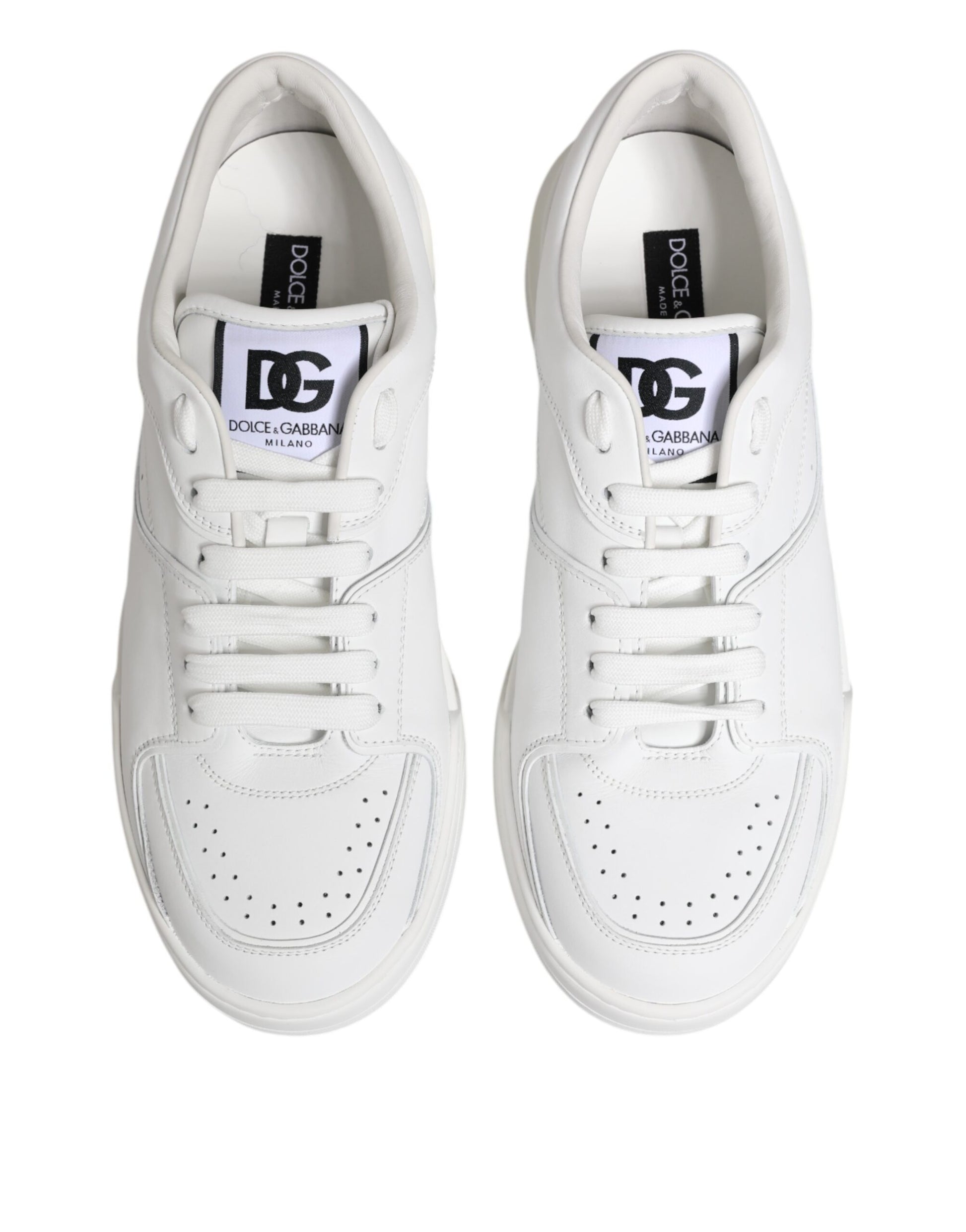 Dolce & Gabbana White Miami Leather Low Top Sneakers Shoes - ACCEXO
