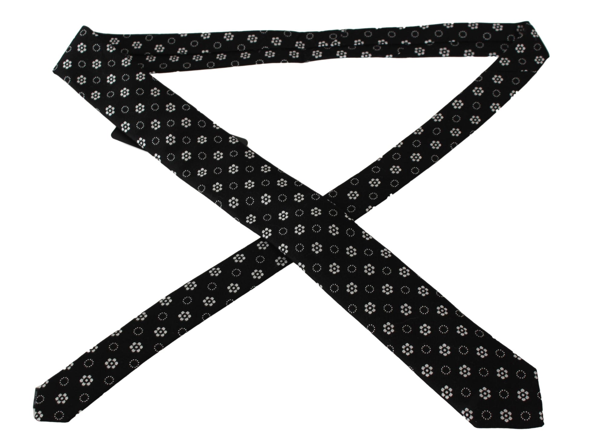 Dolce & Gabbana Elegant Black Floral Silk Necktie - ACCEXO
