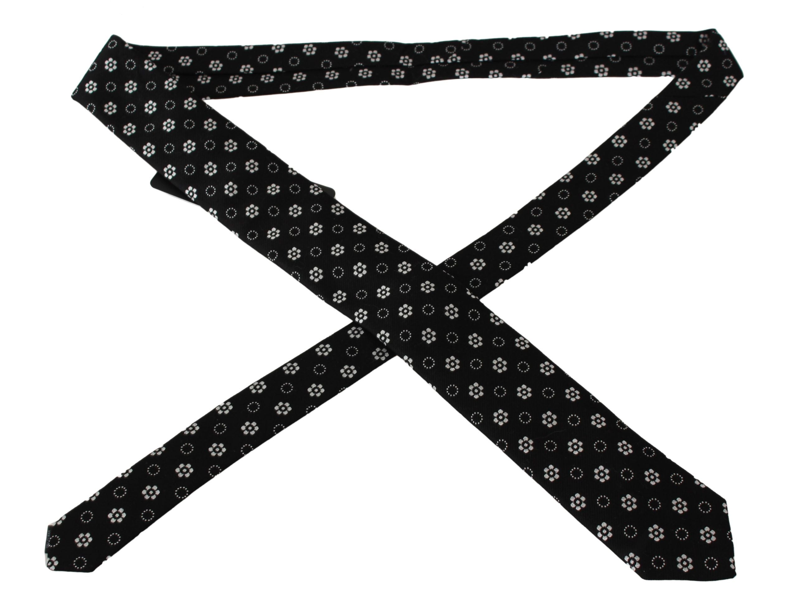 Dolce & Gabbana Elegant Black Floral Silk Necktie - ACCEXO
