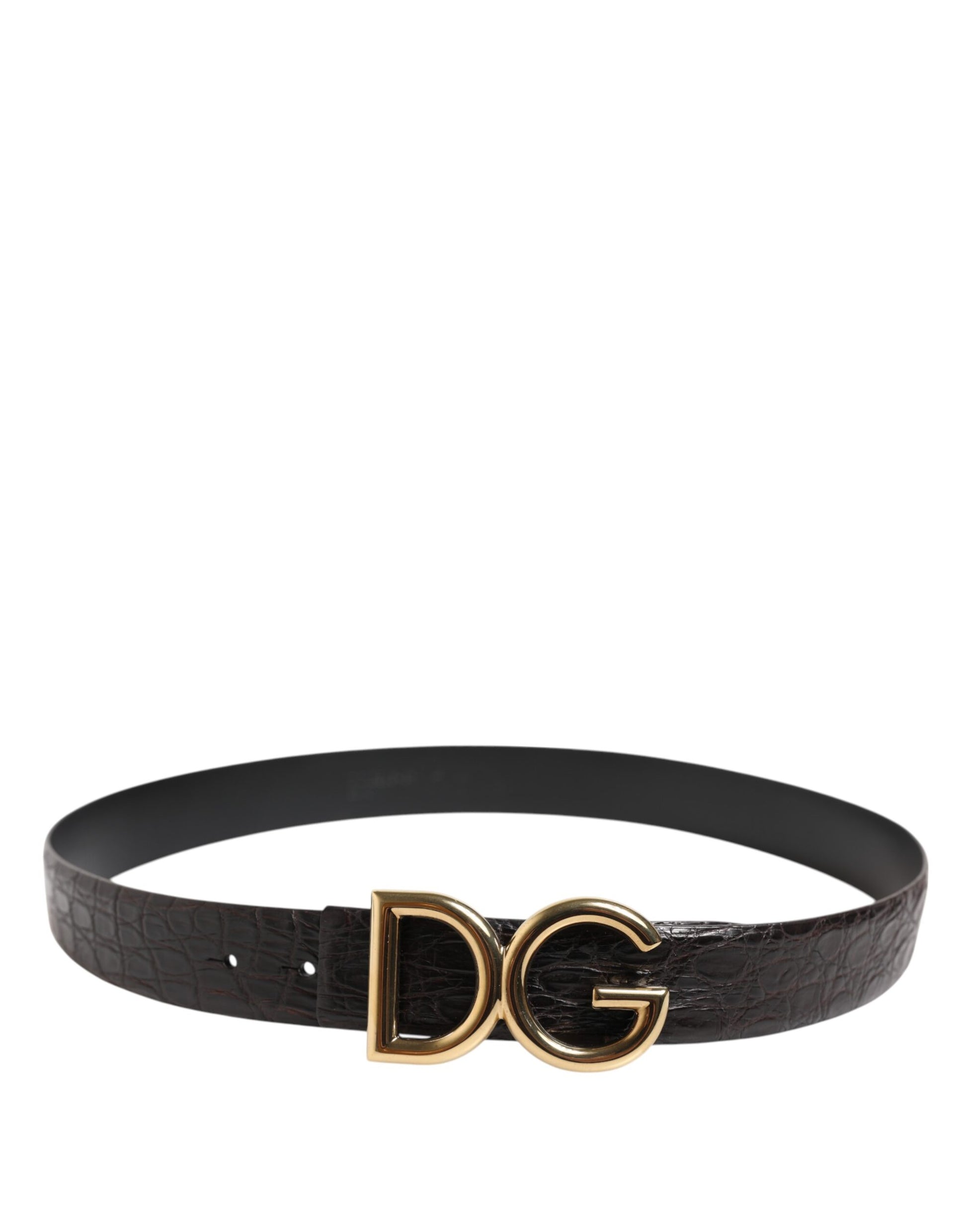 Dolce & Gabbana Black Exotic Leather DG Logo Buckle Belt - ACCEXO